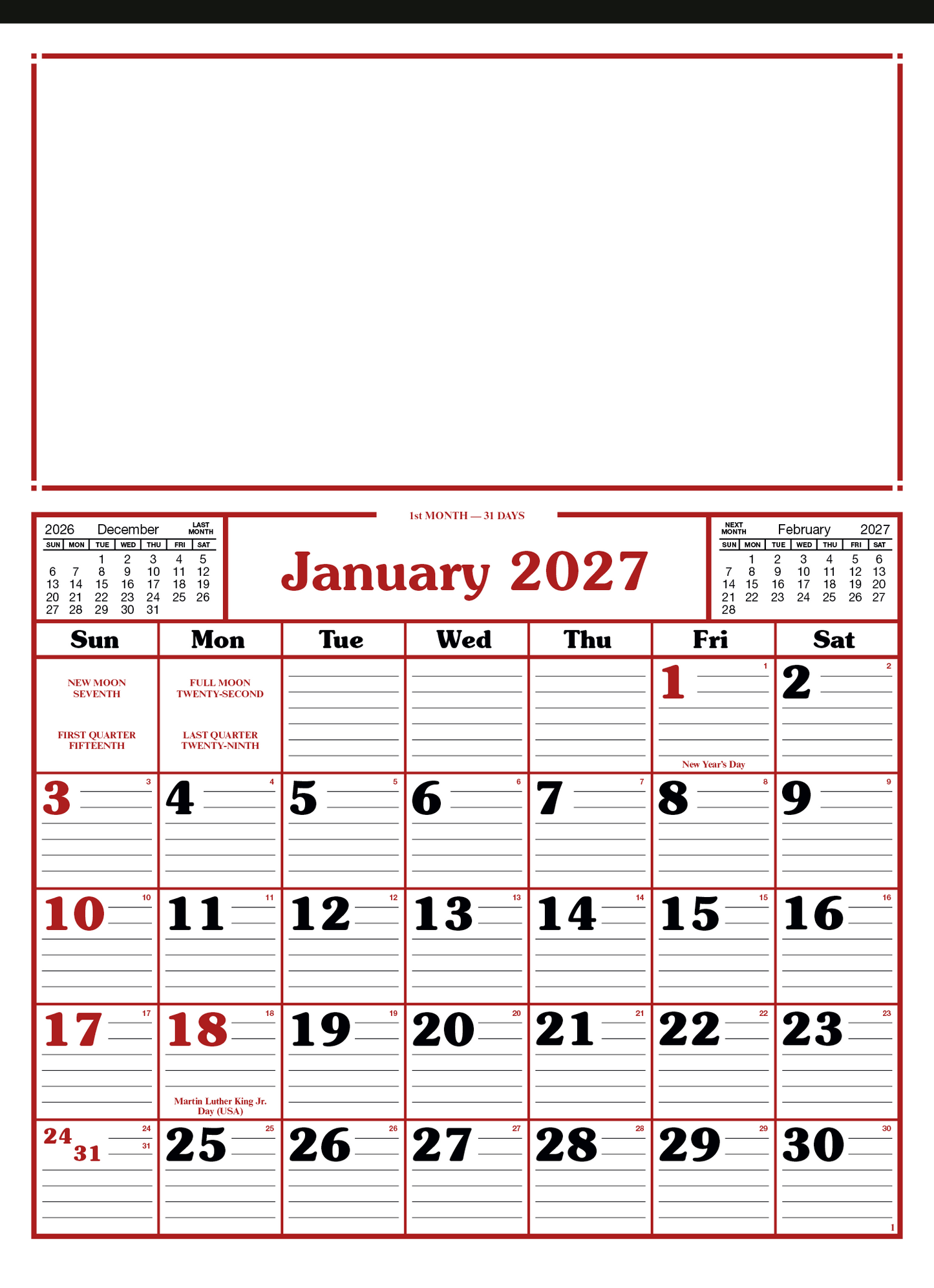 Commercial 12-Sheet Calendar