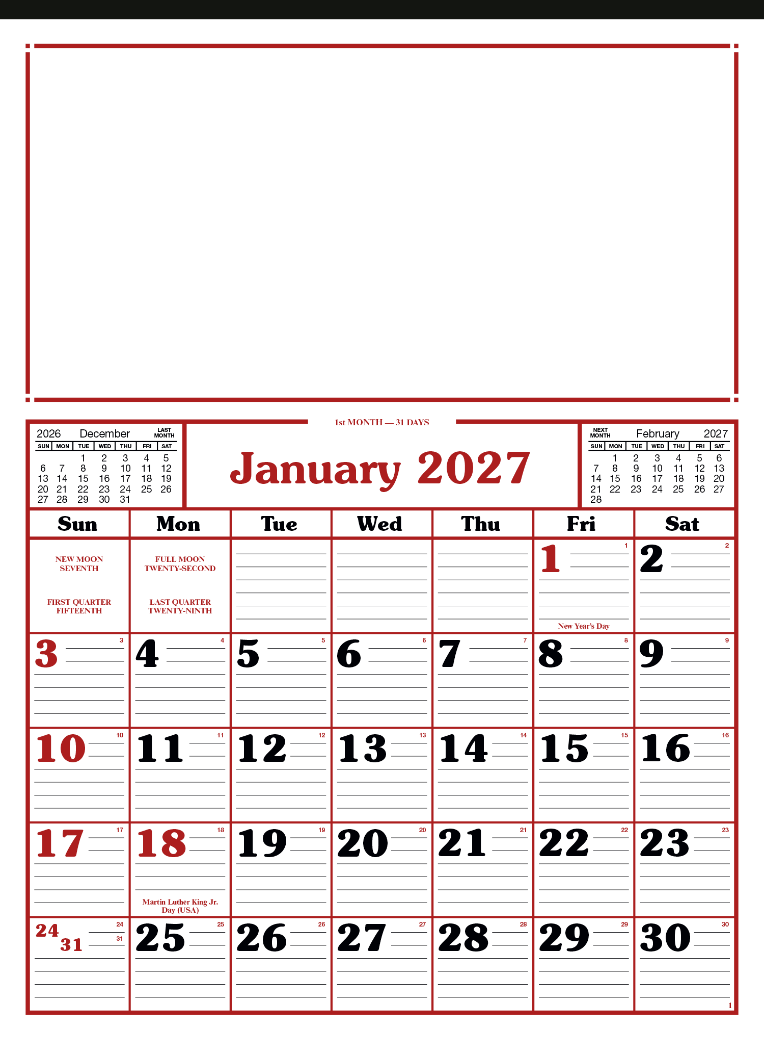 Commercial 12-Sheet Calendar