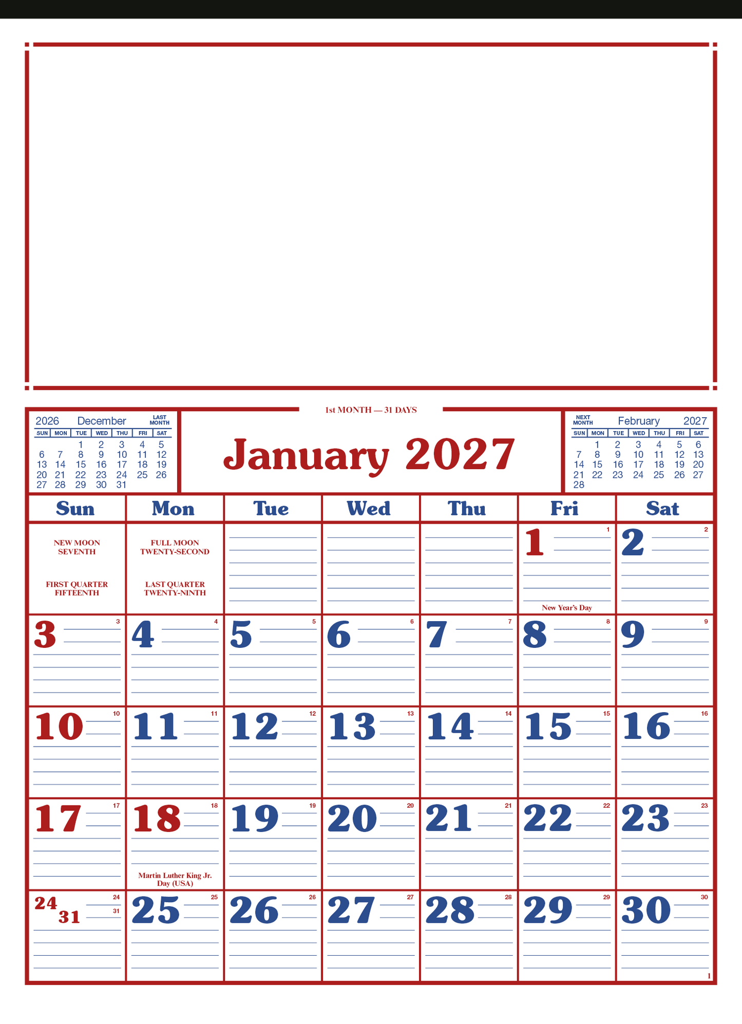 Commercial 12-Sheet Calendar