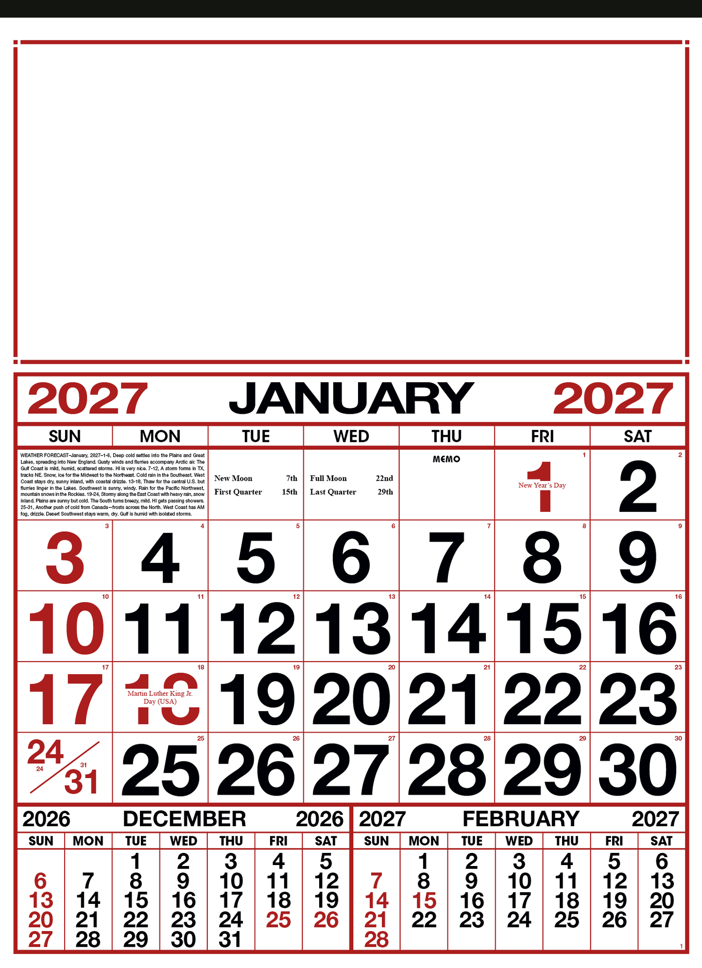 Commercial 12-Sheet Calendar
