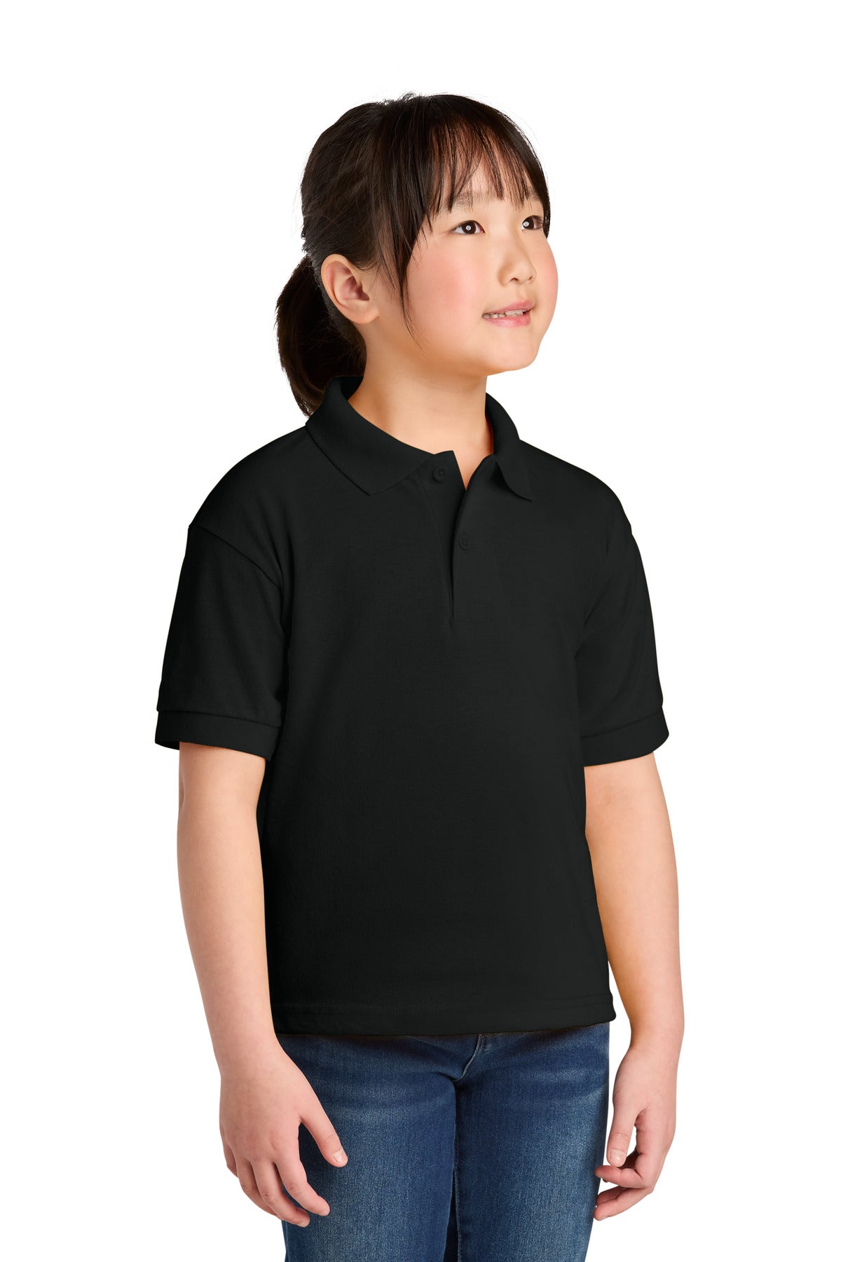 Custom logo Gildan® Youth DryBlend® 6-Ounce Jersey Knit Sport Shirt. 8800B in Black