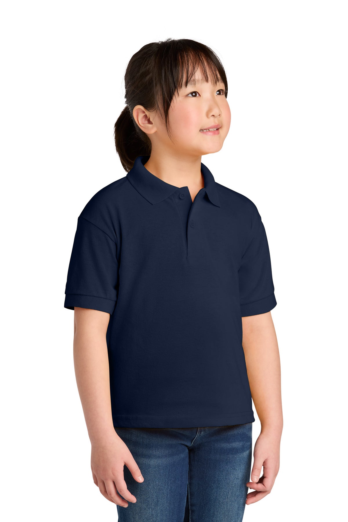 Custom logo Gildan® Youth DryBlend® 6-Ounce Jersey Knit Sport Shirt. 8800B in Navy