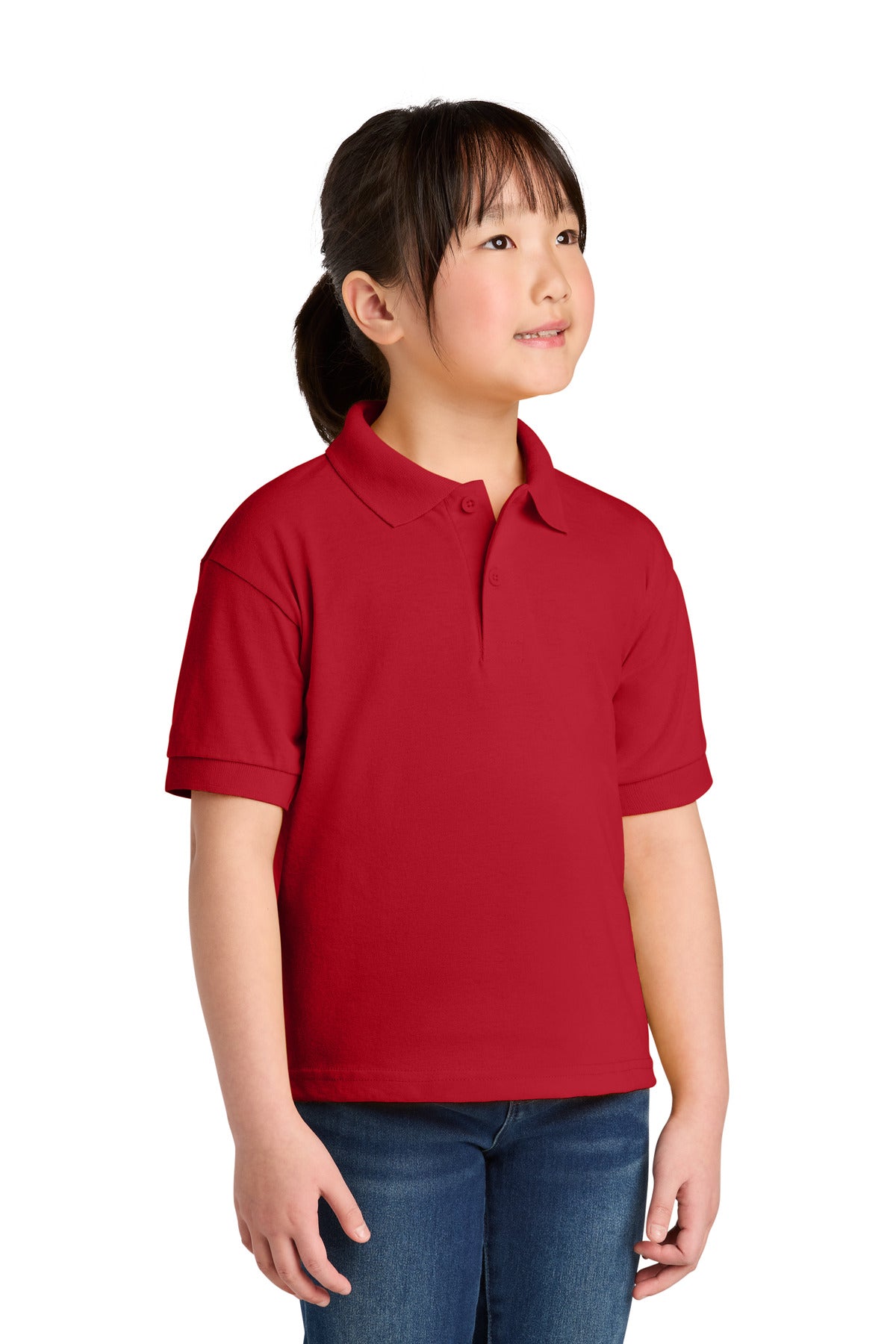 Custom logo Gildan® Youth DryBlend® 6-Ounce Jersey Knit Sport Shirt. 8800B in Red