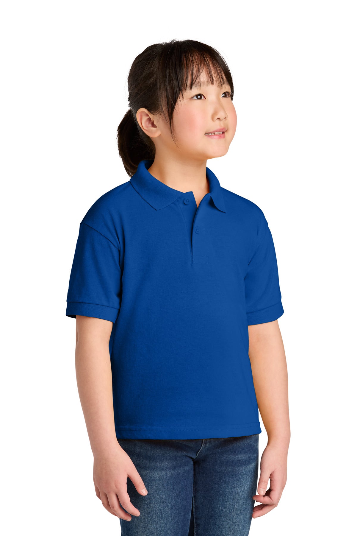 Custom logo Gildan® Youth DryBlend® 6-Ounce Jersey Knit Sport Shirt. 8800B in Royal