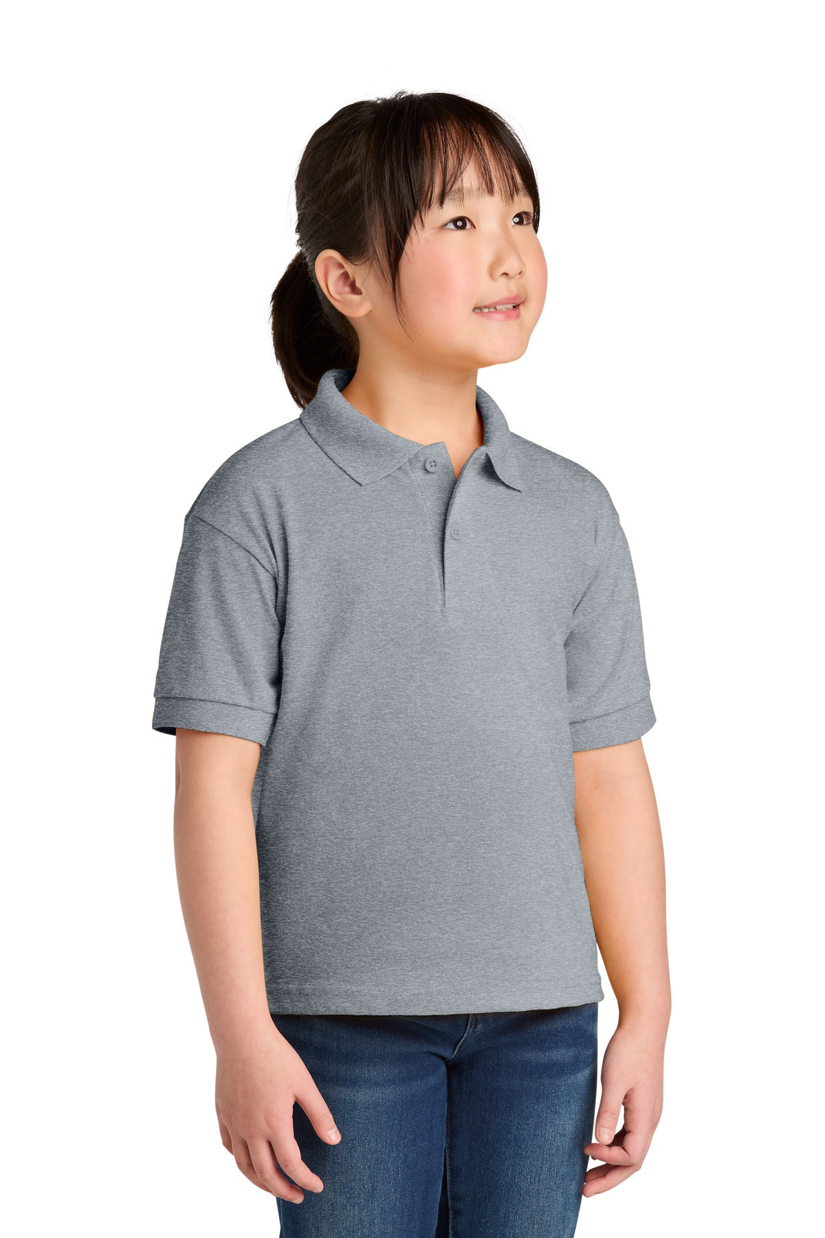 Custom logo Gildan® Youth DryBlend® 6-Ounce Jersey Knit Sport Shirt. 8800B in Sport Grey