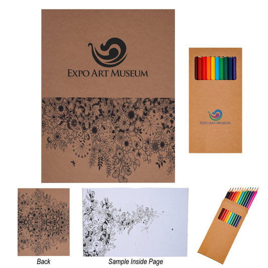 Custom logo Adult Coloring Book With Colored Pencils