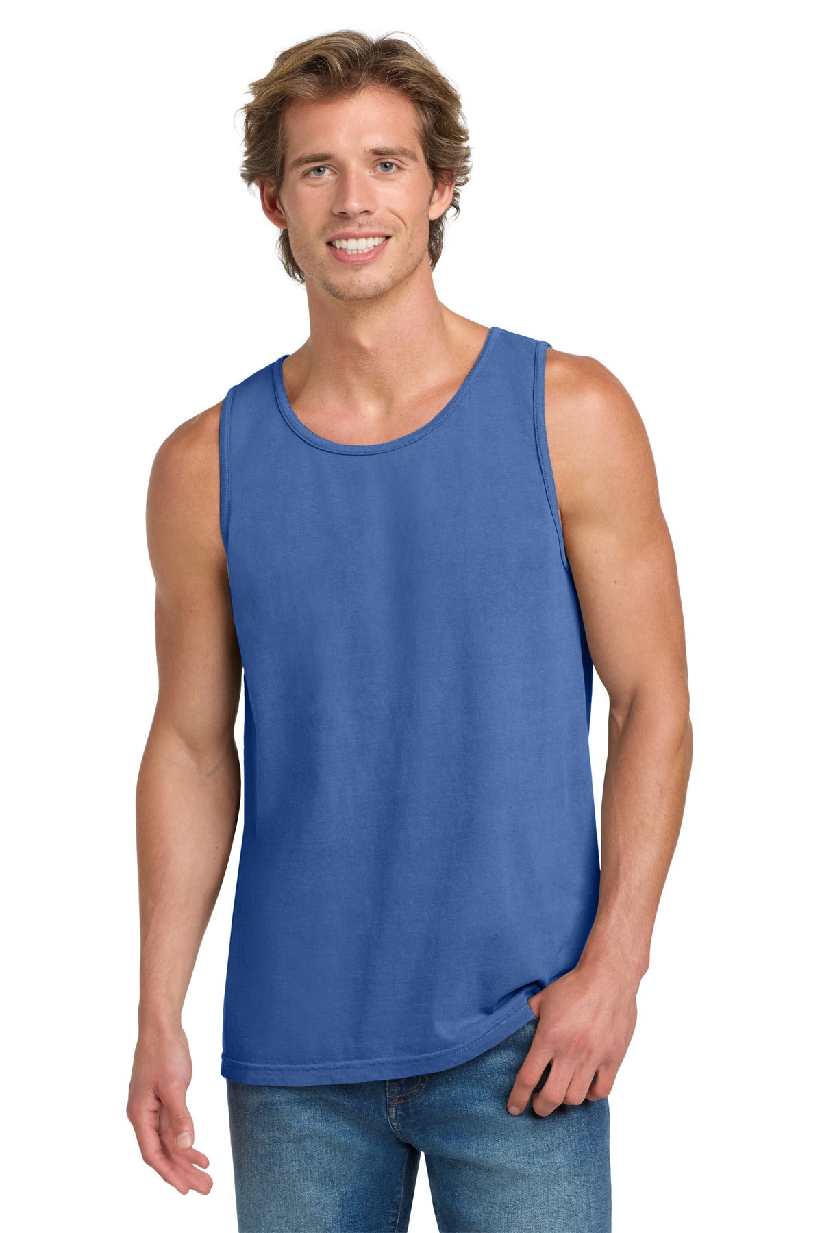Custom logo COMFORT COLORS ® Heavyweight Ring Spun Tank Top. 9360 in Flo Blue