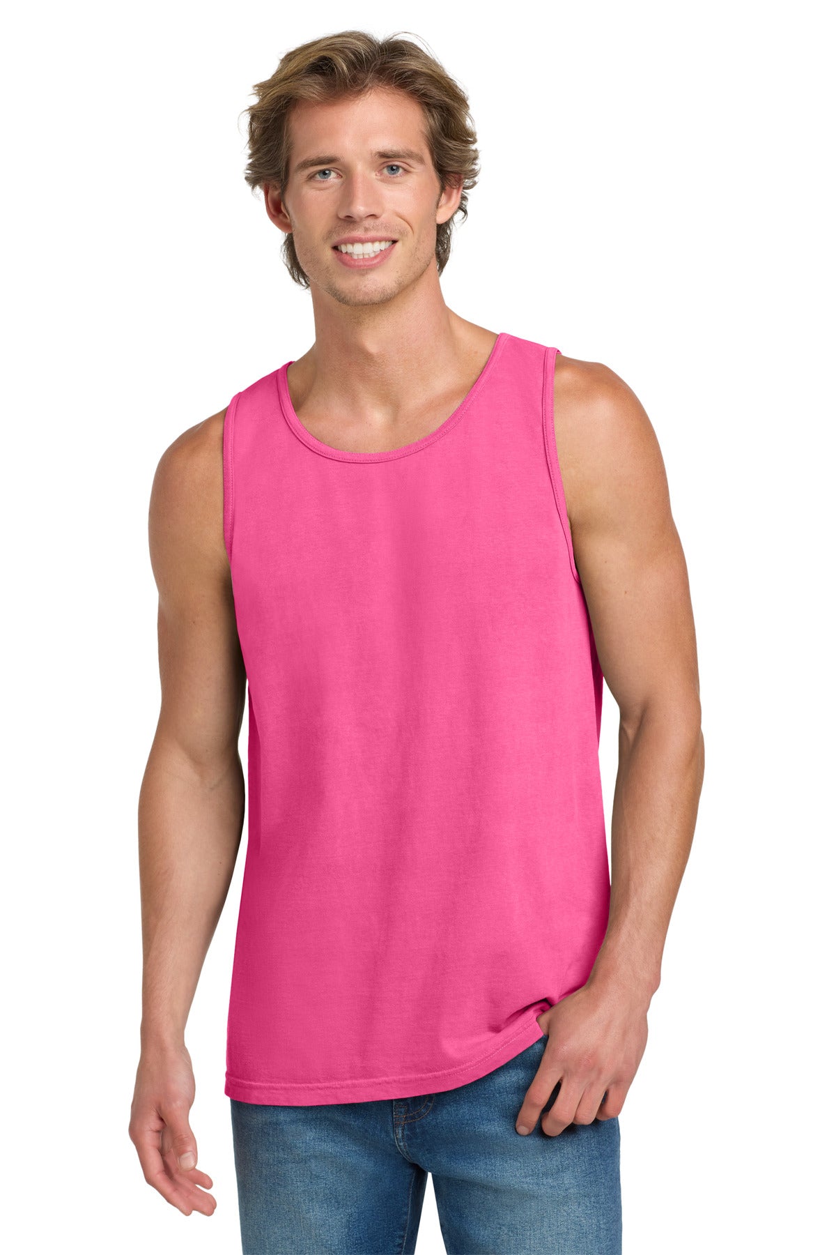 Custom logo COMFORT COLORS ® Heavyweight Ring Spun Tank Top. 9360 in Neon Pink
