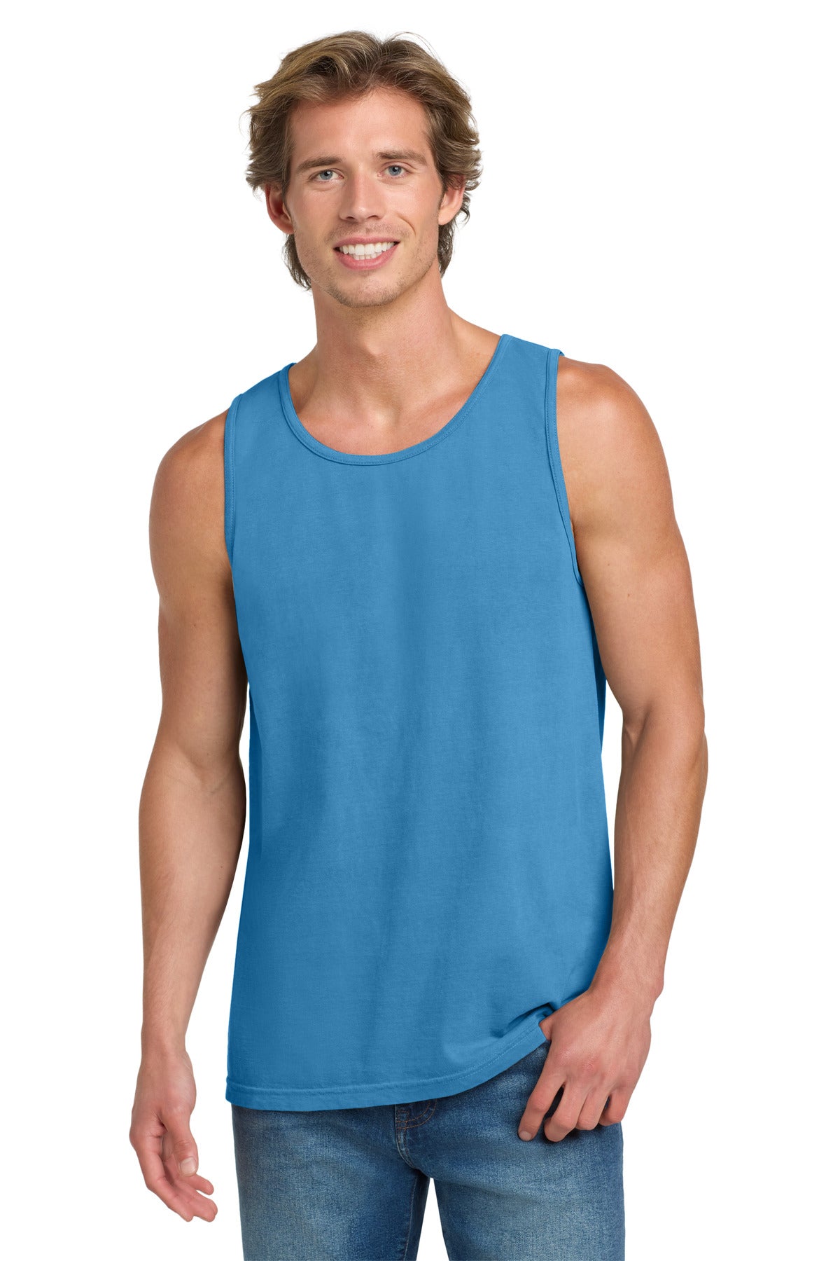 Custom logo COMFORT COLORS ® Heavyweight Ring Spun Tank Top. 9360 in Royal Caribe