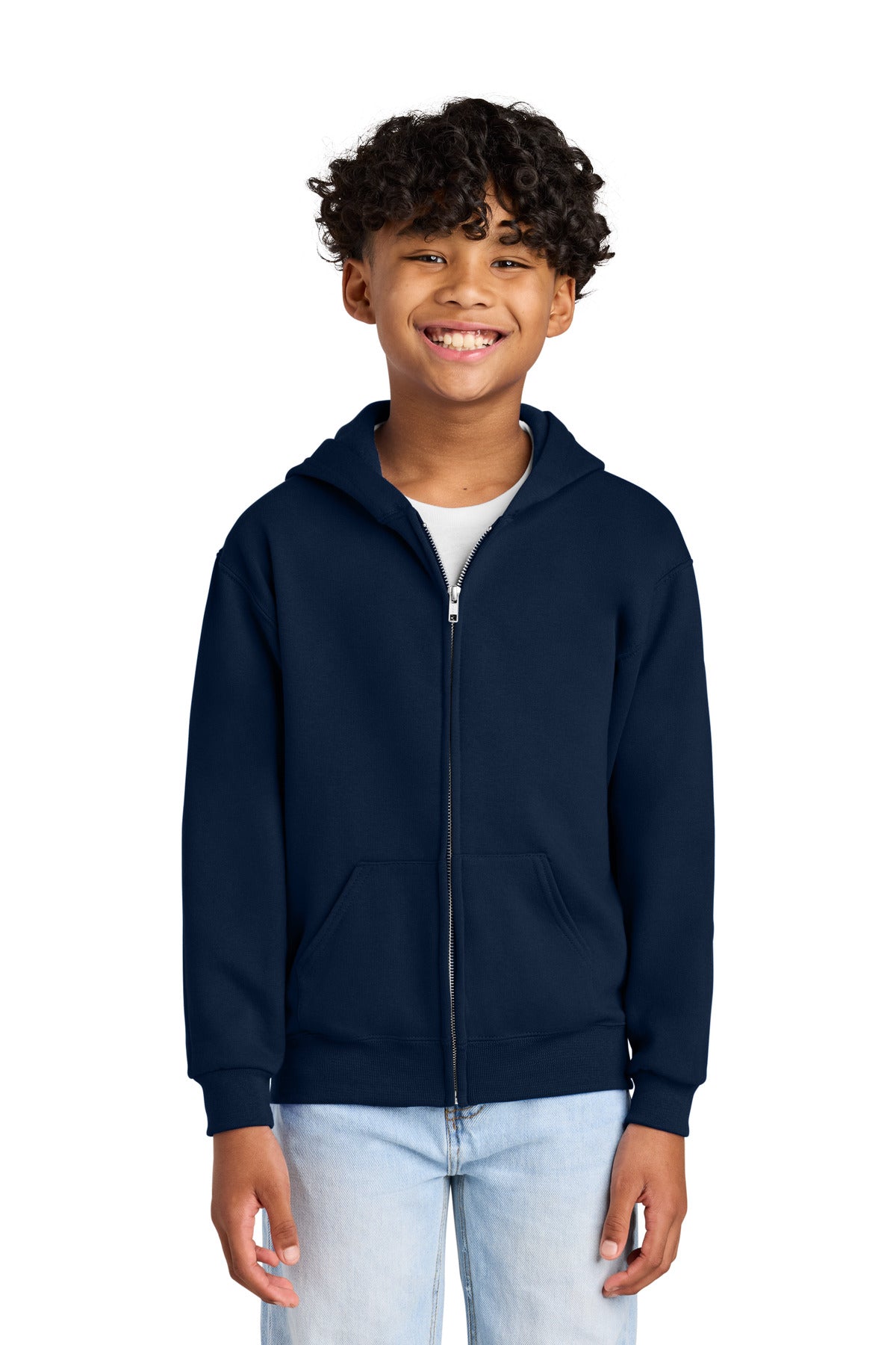 Custom logo Jerzees® - Youth NuBlend® Full-Zip Hooded Sweatshirt.  993B in J. Navy