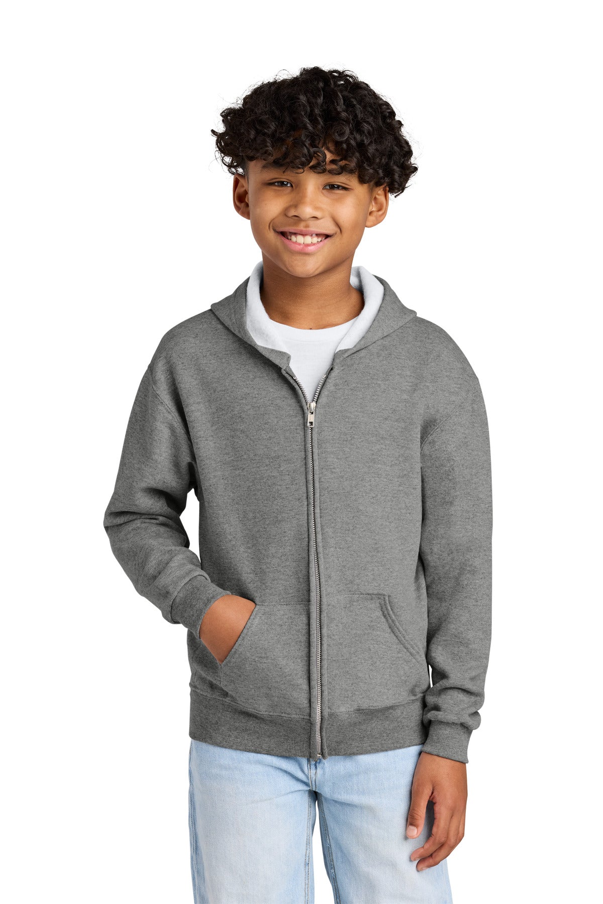 Custom logo Jerzees® - Youth NuBlend® Full-Zip Hooded Sweatshirt.  993B in Oxford