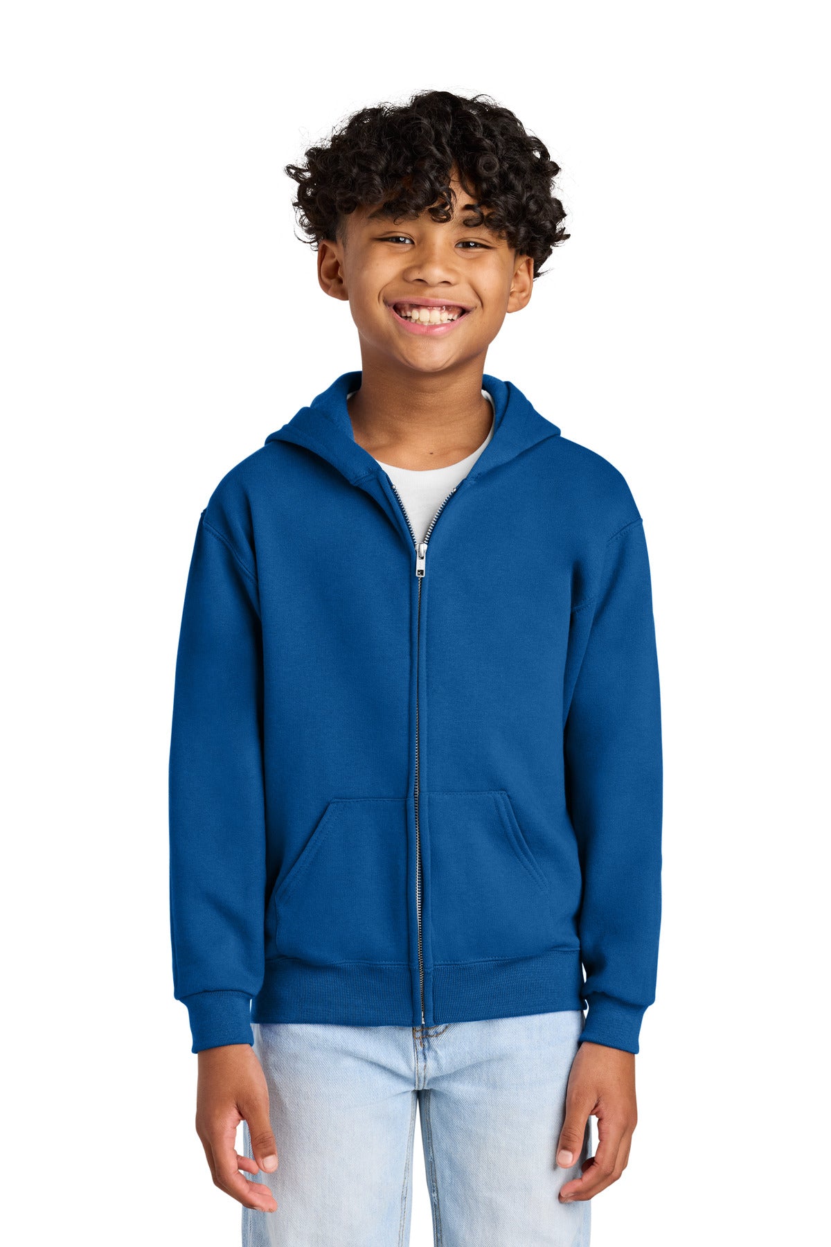 Custom logo Jerzees® - Youth NuBlend® Full-Zip Hooded Sweatshirt.  993B in Royal