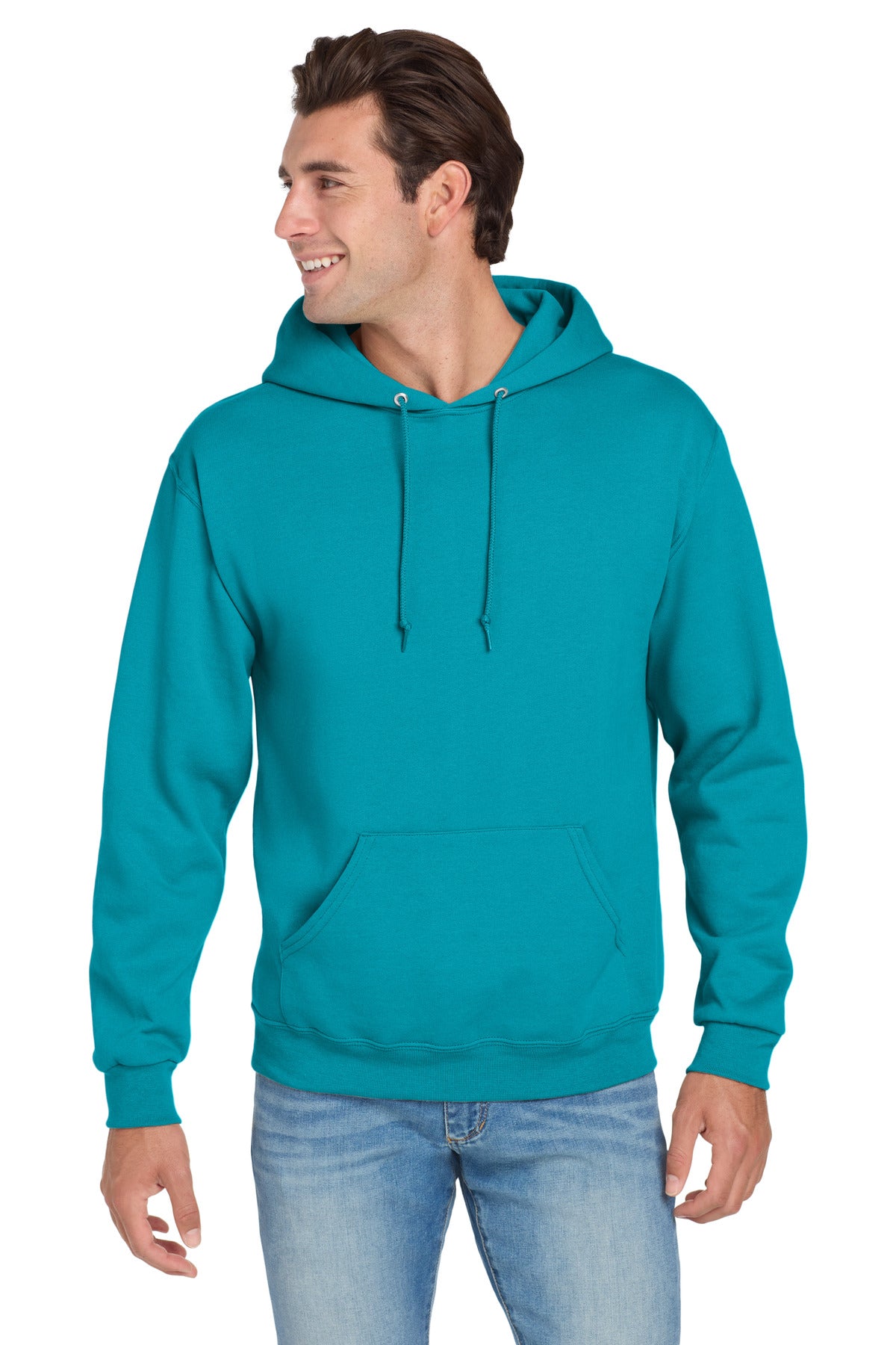 Custom logo Jerzees® NuBlend® Pullover Hooded Sweatshirt.  996M in California Blue