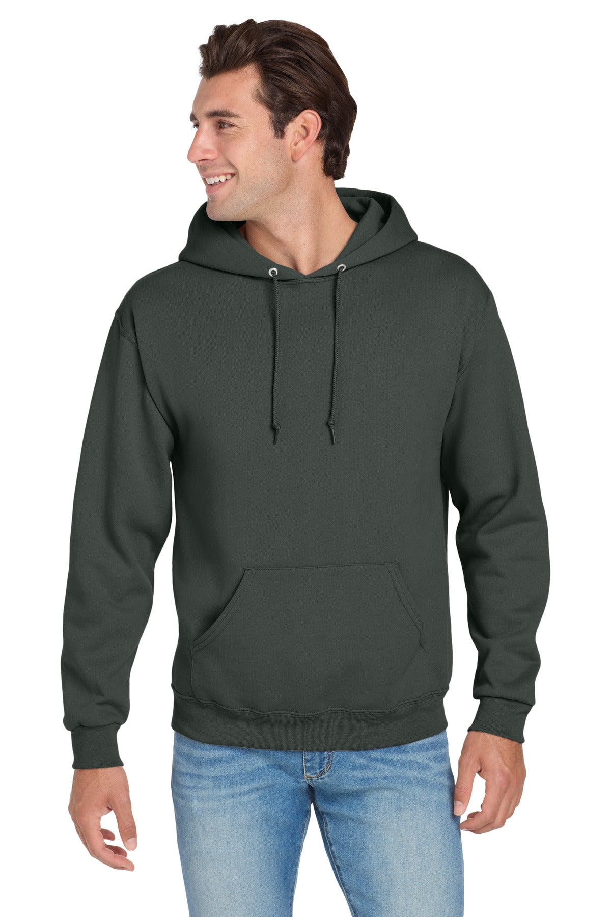 Custom logo Jerzees® NuBlend® Pullover Hooded Sweatshirt.  996M in Charcoal Grey