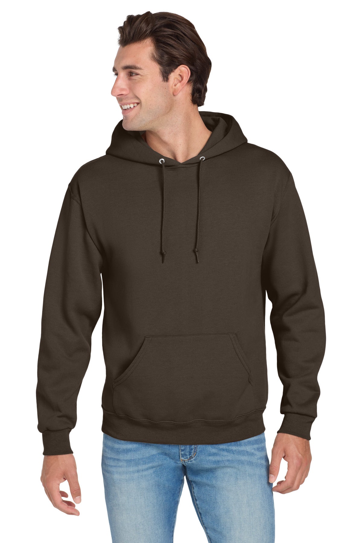 Custom logo Jerzees® NuBlend® Pullover Hooded Sweatshirt.  996M in Chocolate