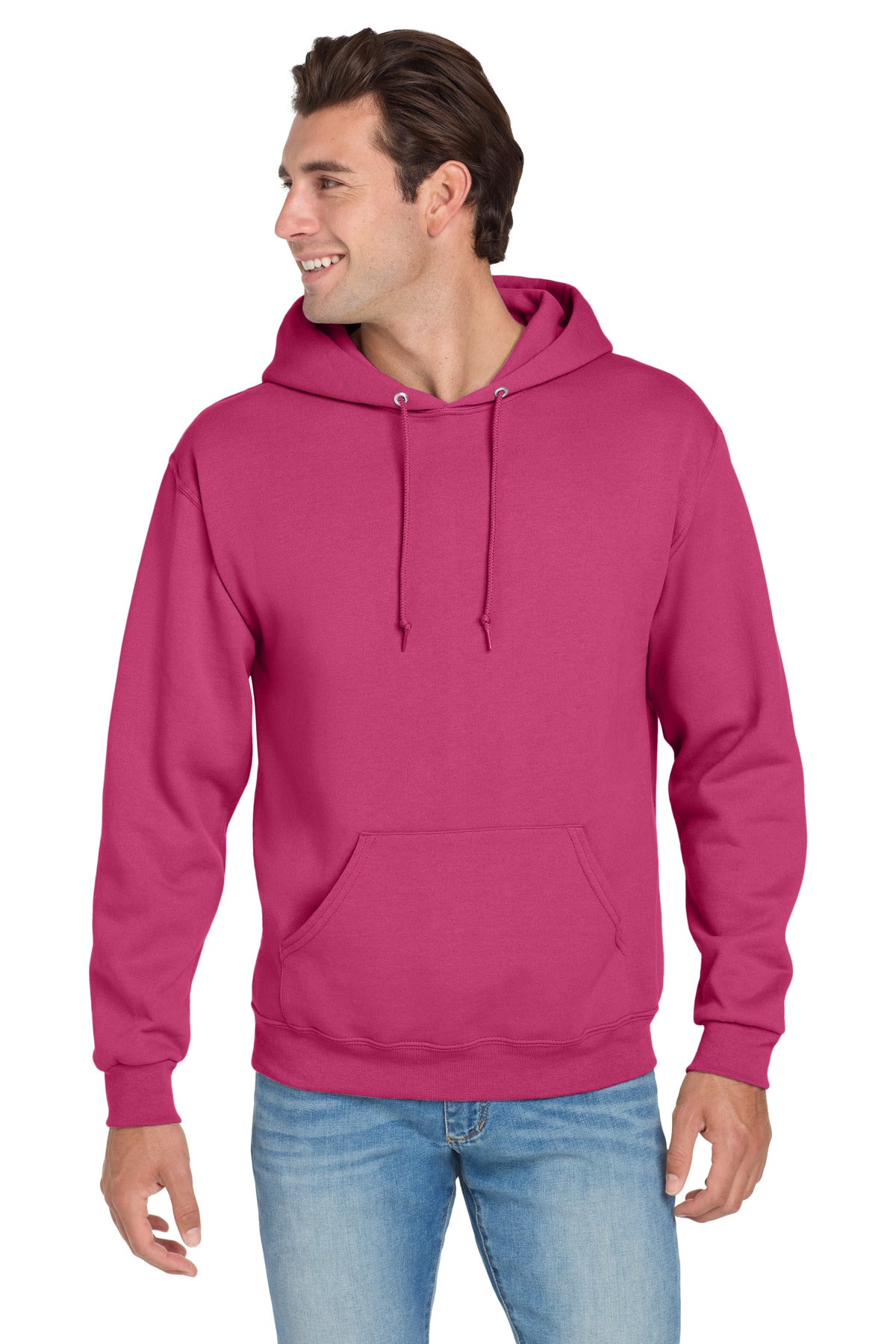 Custom logo Jerzees® NuBlend® Pullover Hooded Sweatshirt.  996M in Cyber Pink