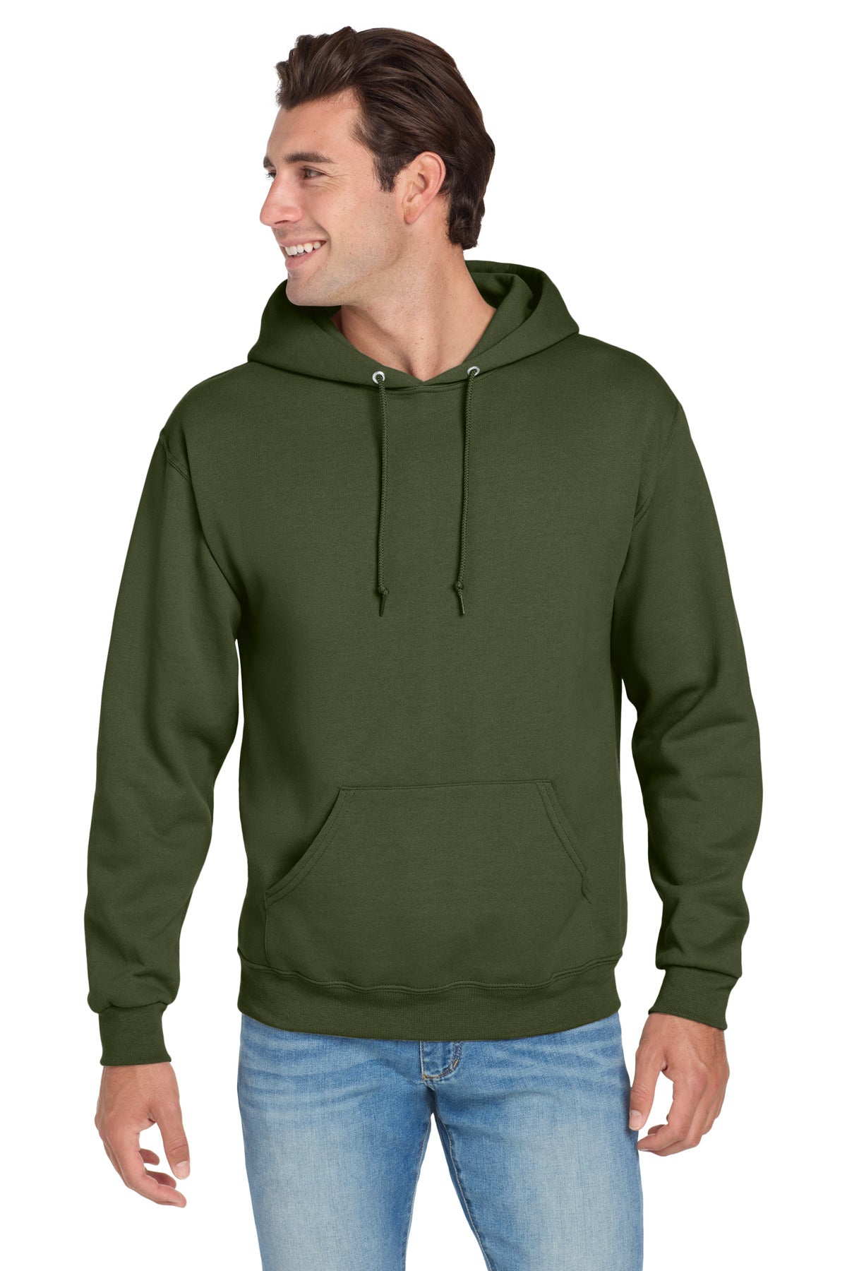 Custom logo Jerzees® NuBlend® Pullover Hooded Sweatshirt.  996M in Military Green