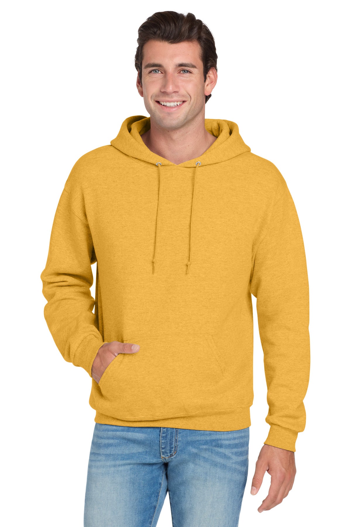 Custom logo Jerzees® NuBlend® Pullover Hooded Sweatshirt.  996M in Mustard Heather