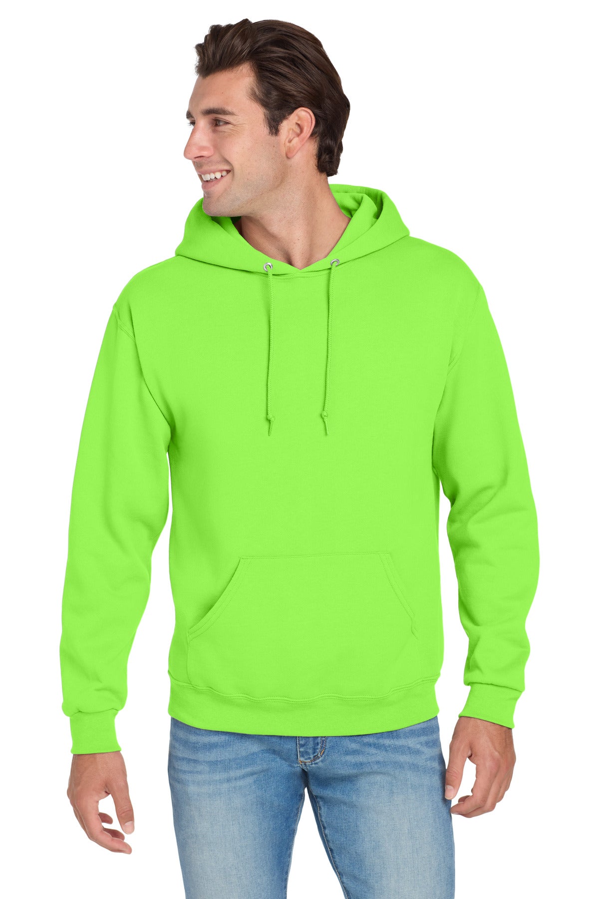 Custom logo Jerzees® NuBlend® Pullover Hooded Sweatshirt.  996M in Neon Green