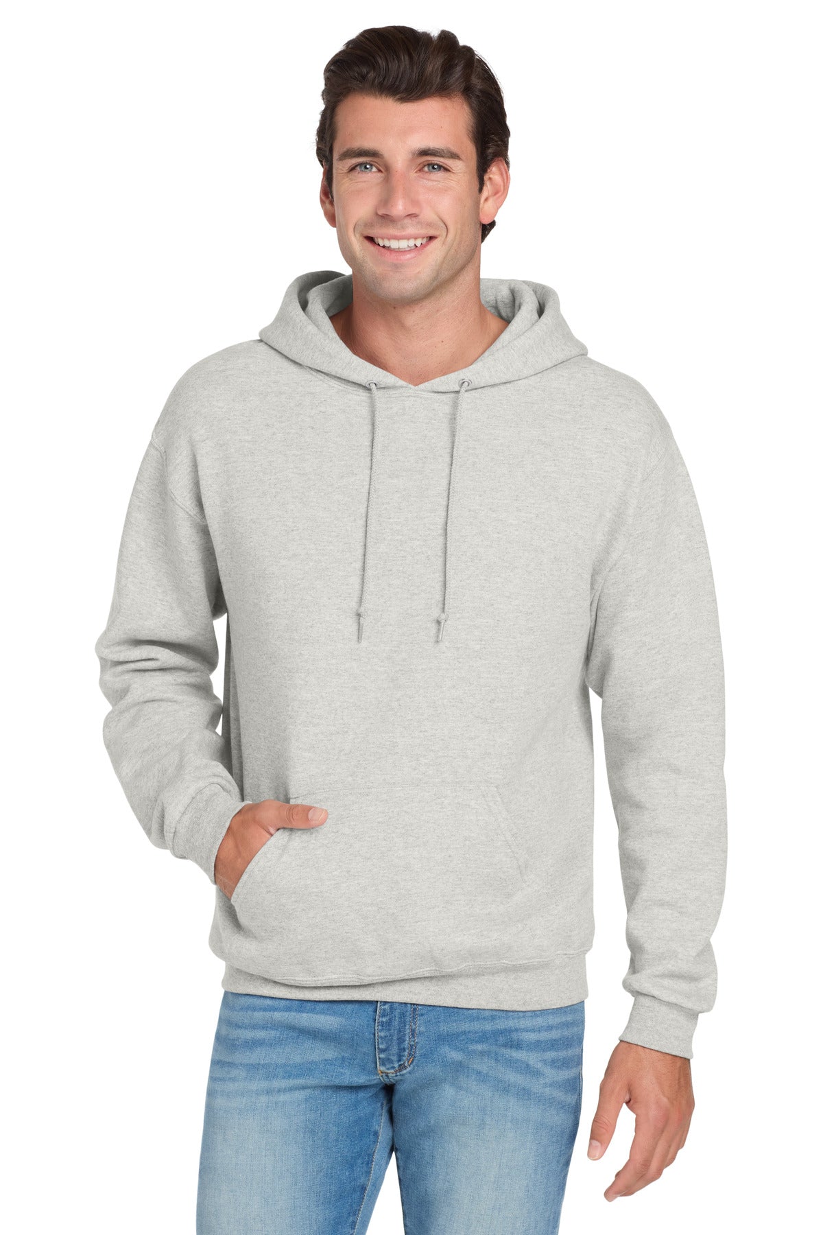 Custom logo Jerzees® NuBlend® Pullover Hooded Sweatshirt.  996M in Oatmeal Heather