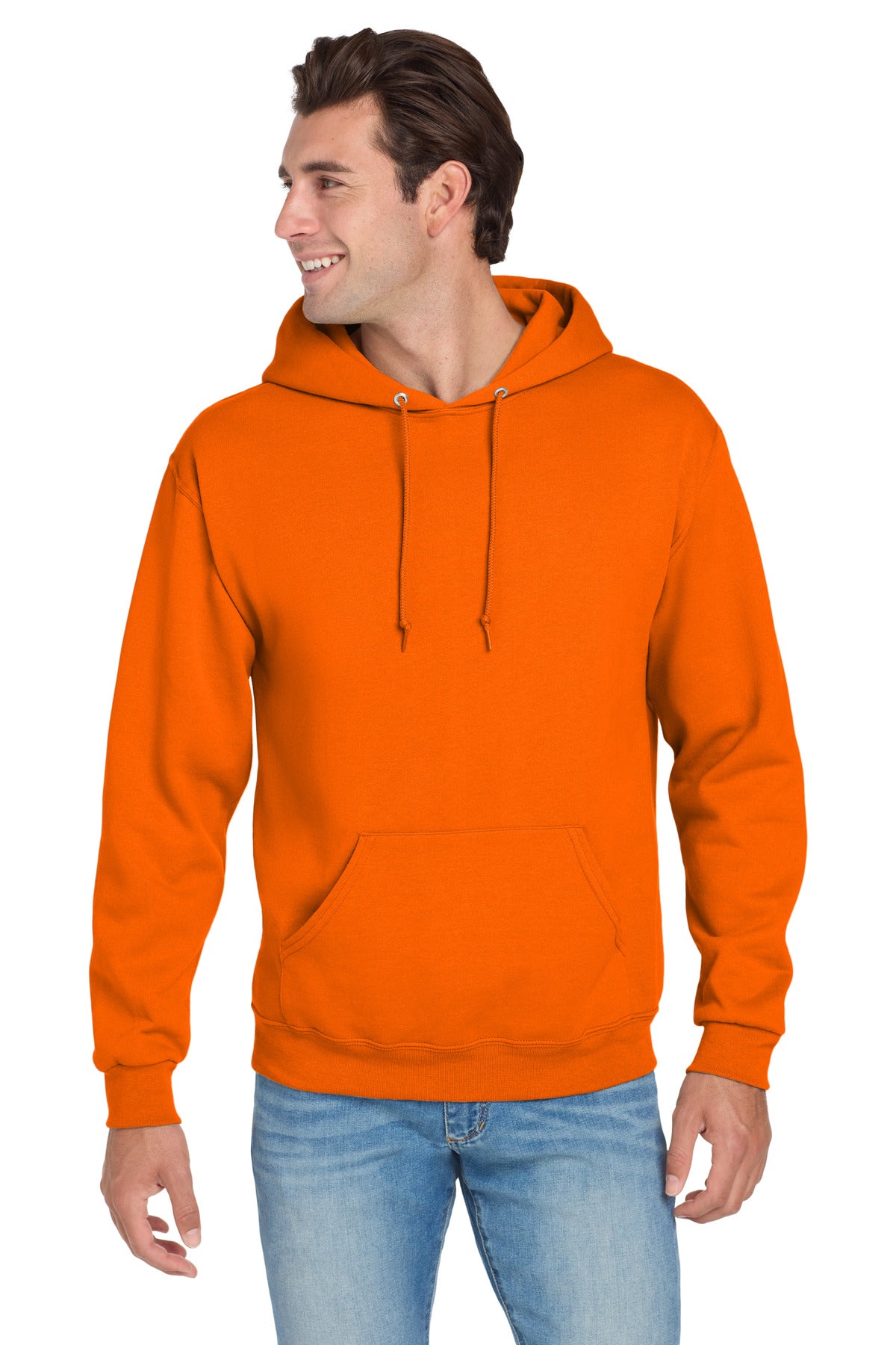 Custom logo Jerzees® NuBlend® Pullover Hooded Sweatshirt.  996M in Safety Orange
