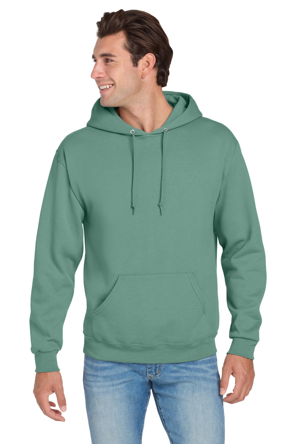Custom logo Jerzees® NuBlend® Pullover Hooded Sweatshirt.  996M in Sage