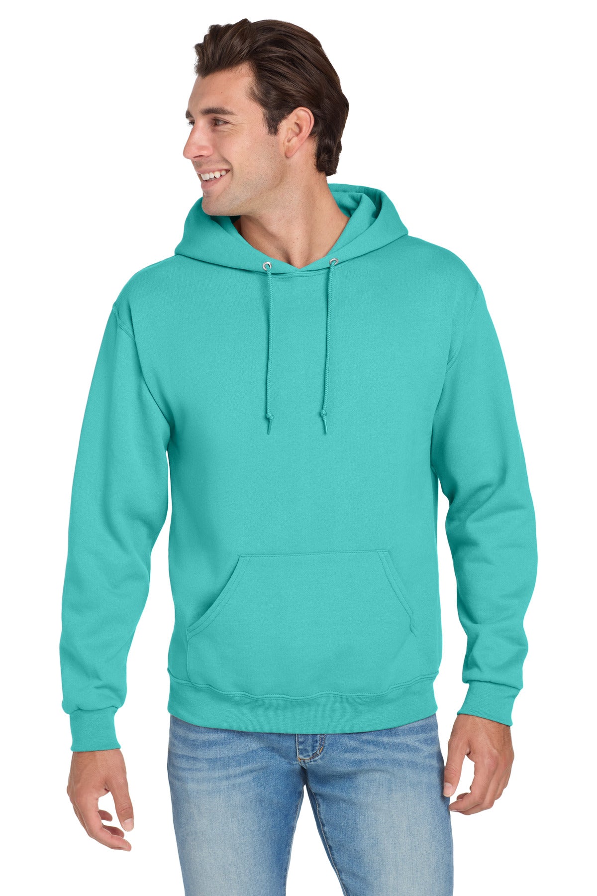 Custom logo Jerzees® NuBlend® Pullover Hooded Sweatshirt.  996M in Scuba Blue