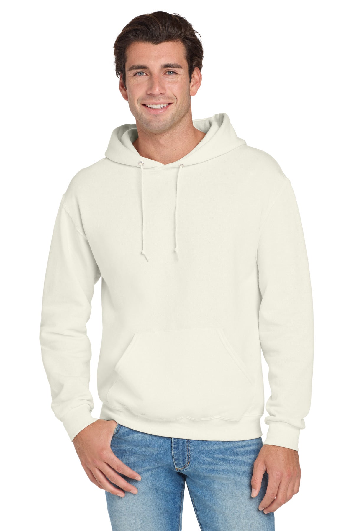Custom logo Jerzees® NuBlend® Pullover Hooded Sweatshirt.  996M in Sweet Cream Heather