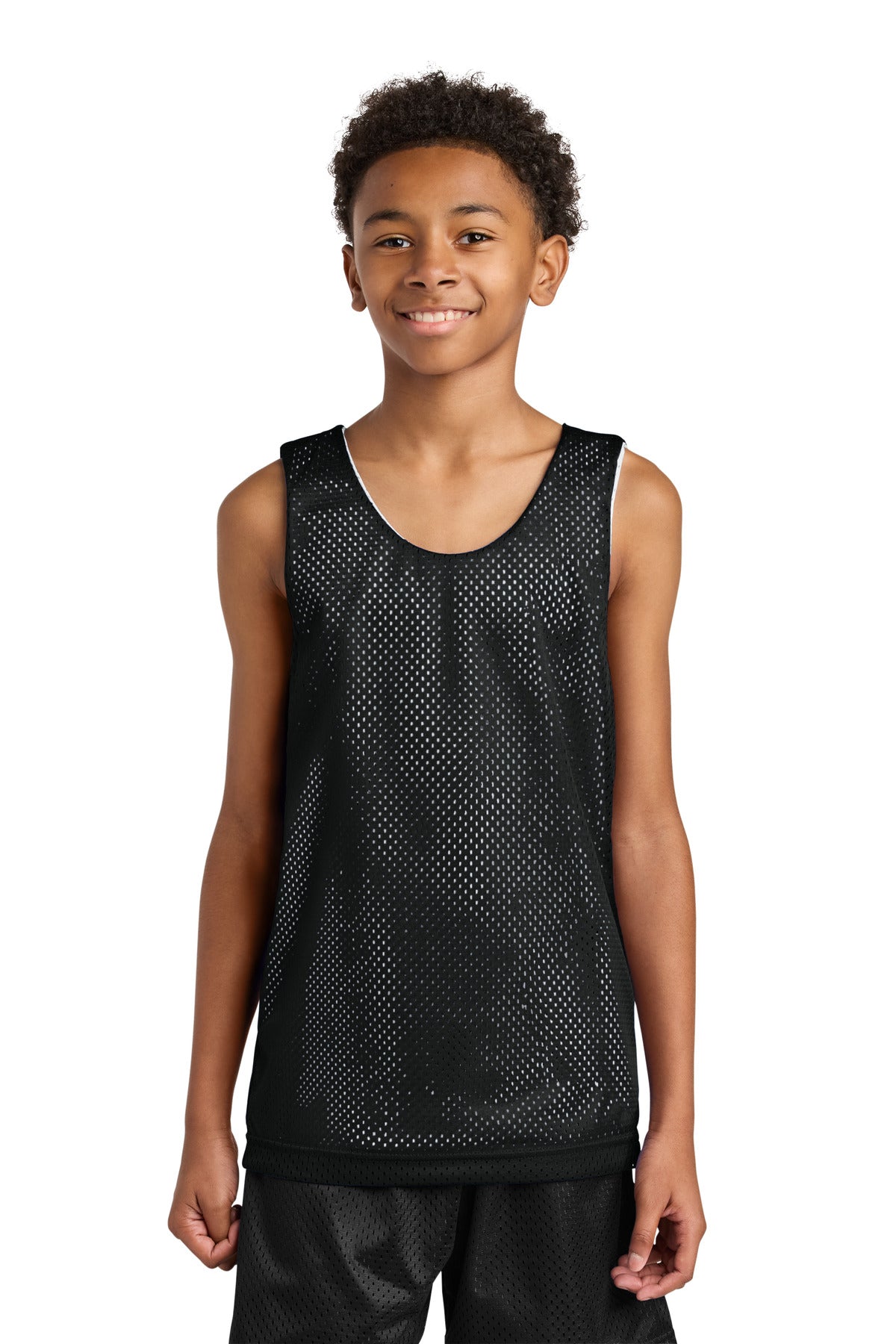 Custom logo A4 Sprint Youth Reversible Mesh Tank A4N2206 in Black/ White
