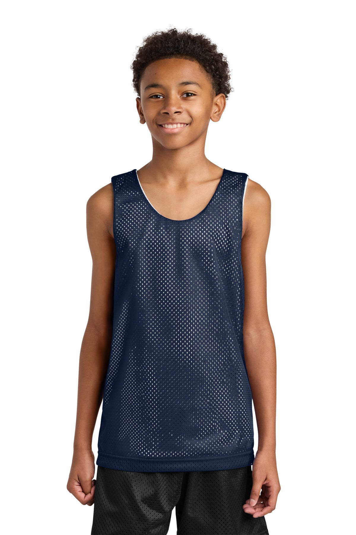 Custom logo A4 Sprint Youth Reversible Mesh Tank A4N2206 in Navy/ White