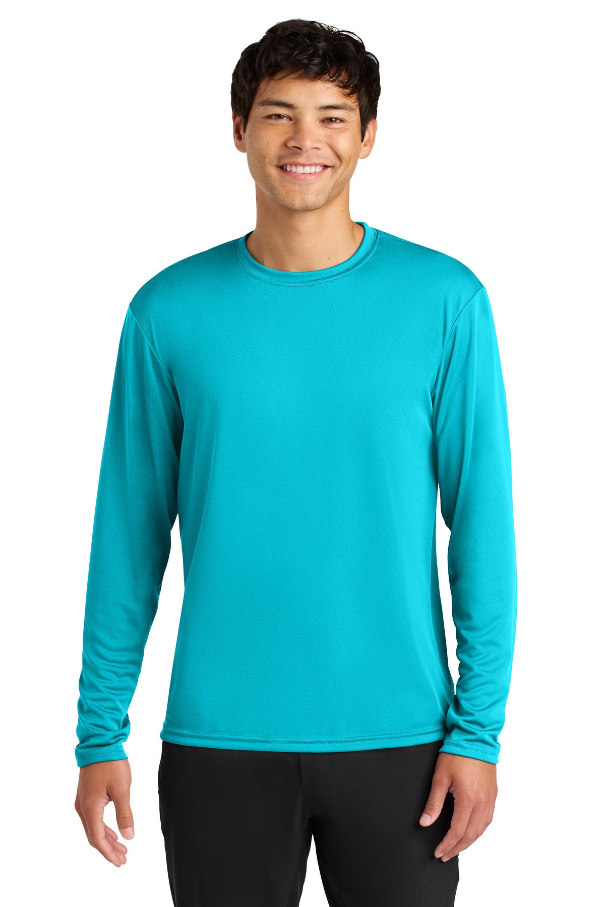 Custom logo A4 Cooling Performance Long Sleeve Tee A4N3165 in Electric Blue