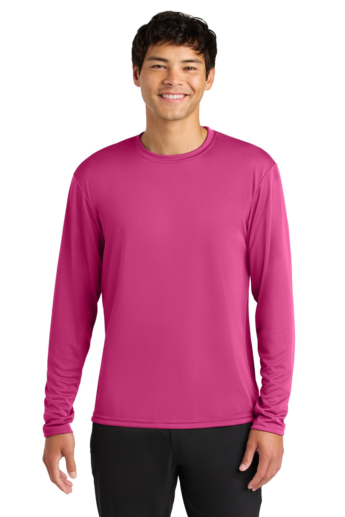 Custom logo A4 Cooling Performance Long Sleeve Tee A4N3165 in Fuchsia