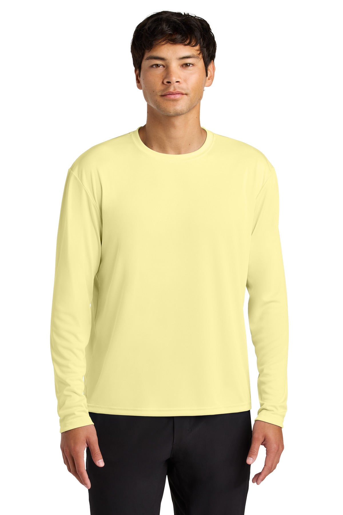 Custom logo A4 Cooling Performance Long Sleeve Tee A4N3165 in Light Yellow