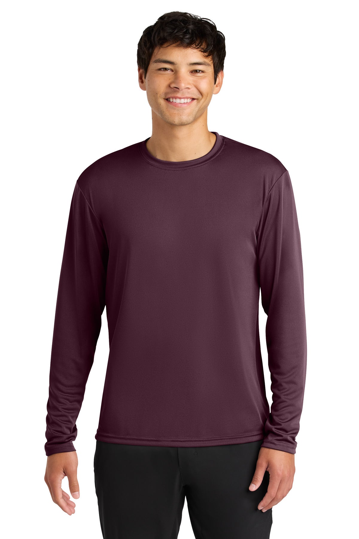 Custom logo A4 Cooling Performance Long Sleeve Tee A4N3165 in Maroon