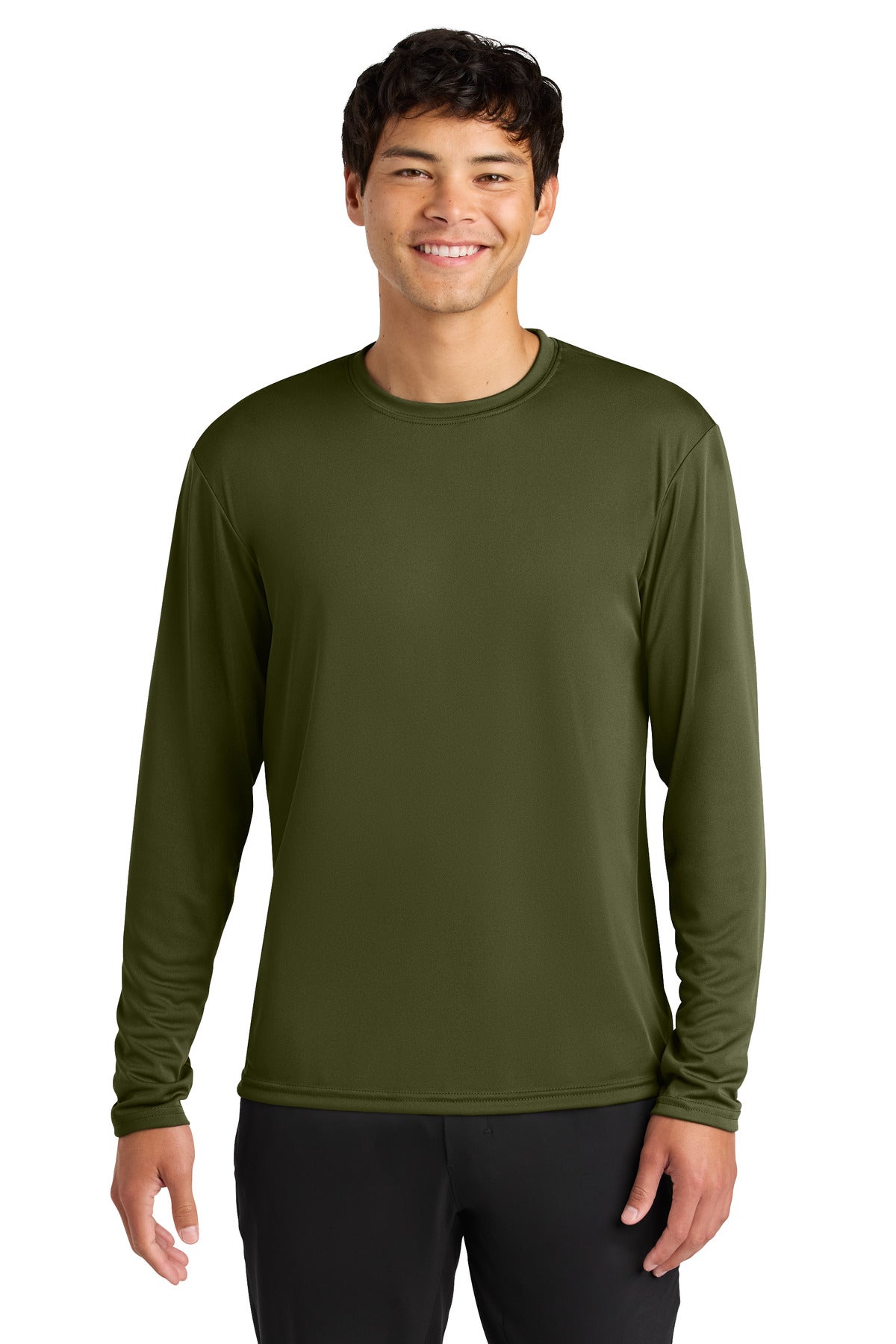 Custom logo A4 Cooling Performance Long Sleeve Tee A4N3165 in Military Green