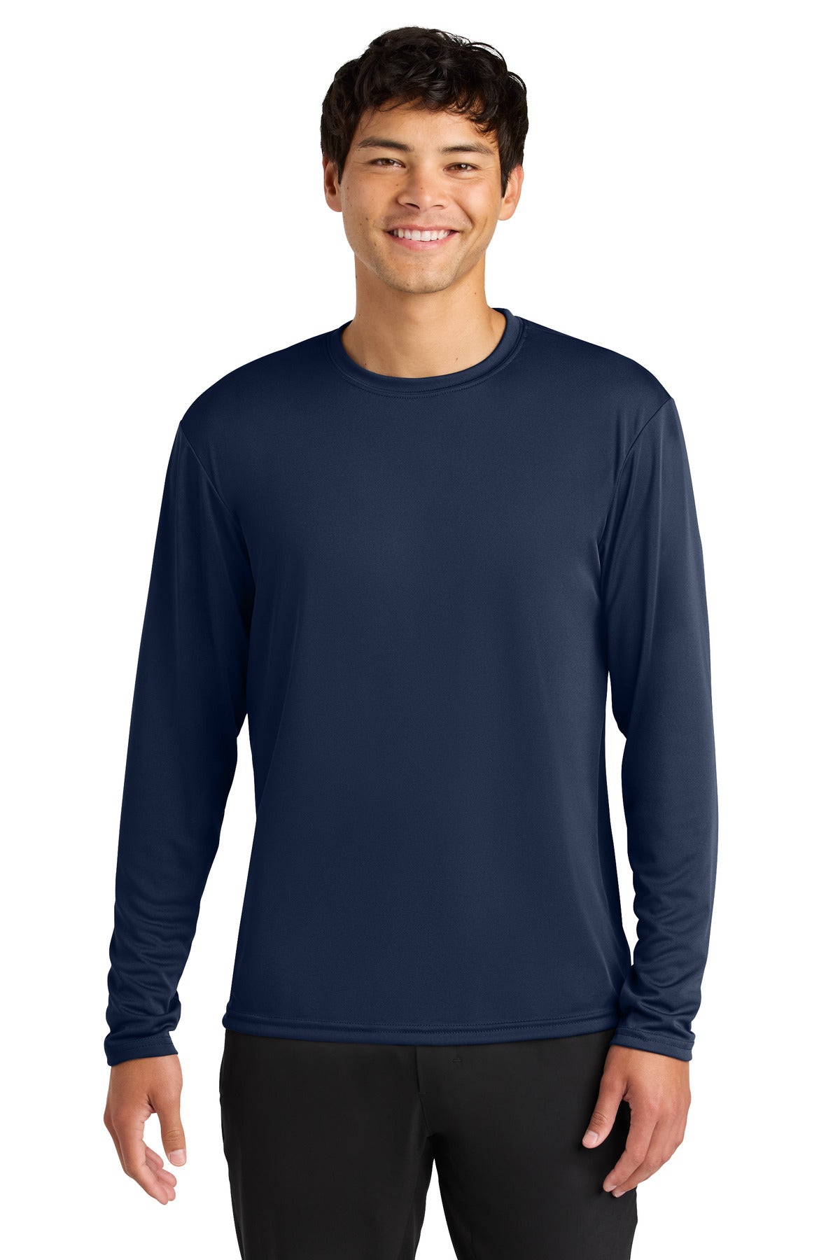 Custom logo A4 Cooling Performance Long Sleeve Tee A4N3165 in Navy