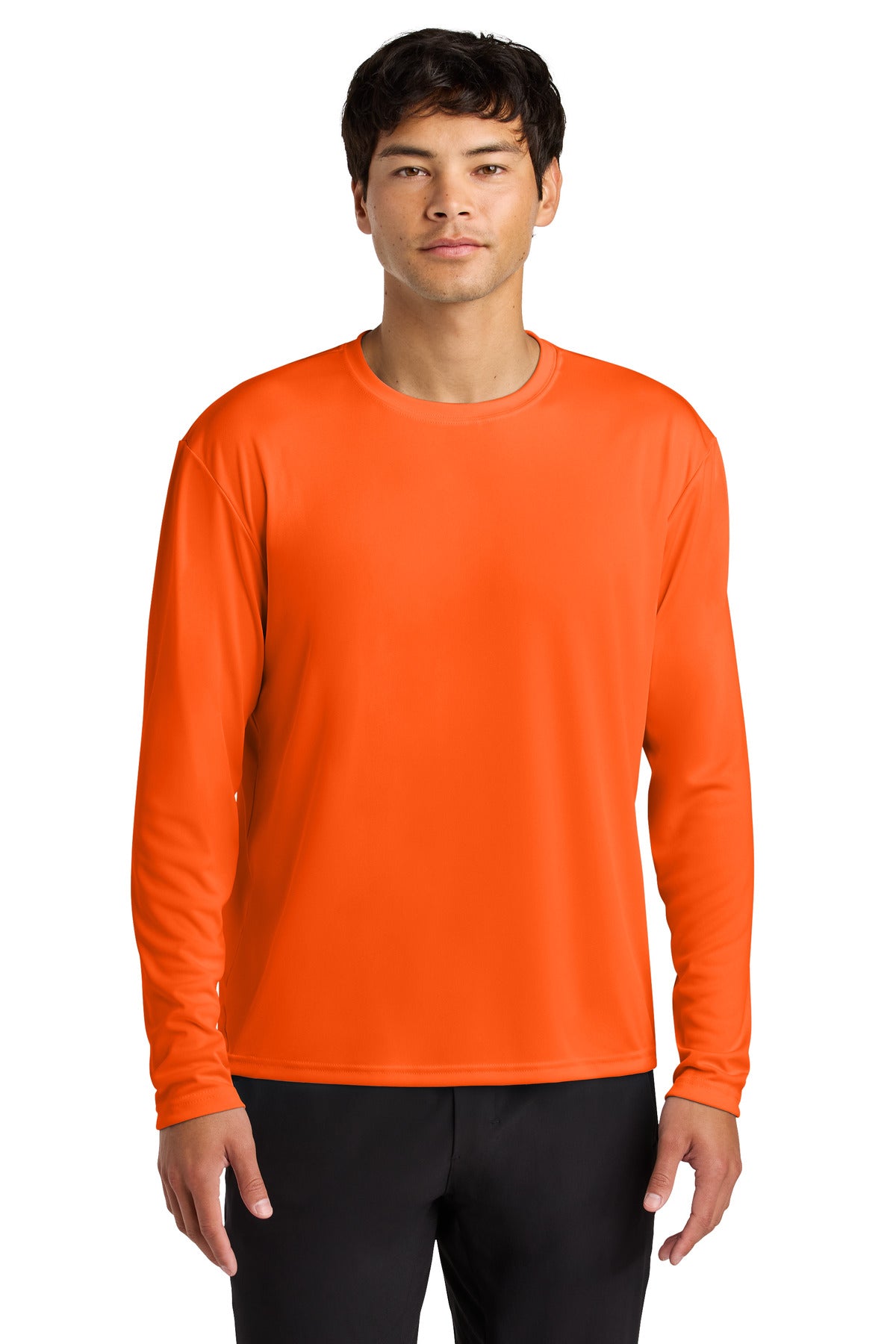 Custom logo A4 Cooling Performance Long Sleeve Tee A4N3165 in Safety Orange