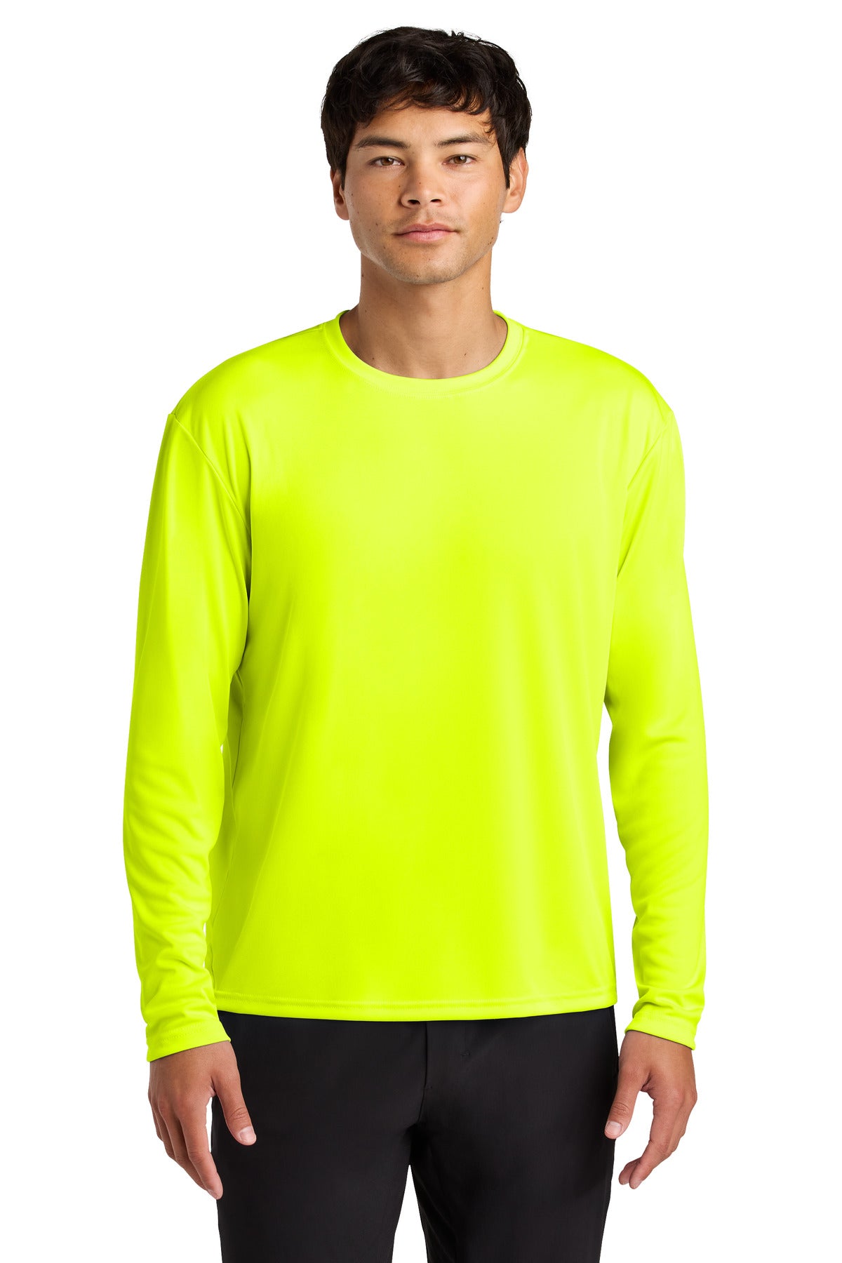 Custom logo A4 Cooling Performance Long Sleeve Tee A4N3165 in Safety Yellow