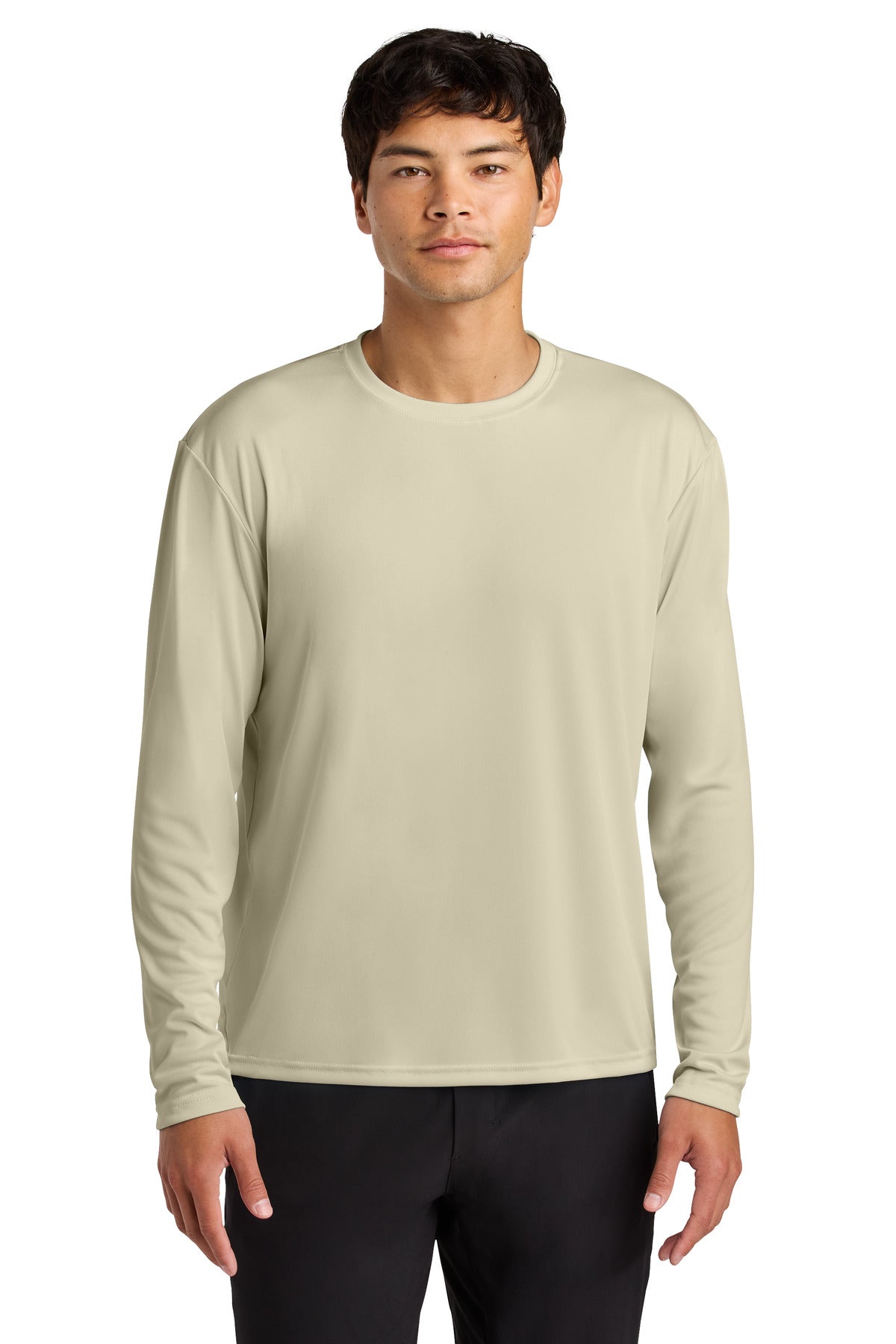 Custom logo A4 Cooling Performance Long Sleeve Tee A4N3165 in Sand