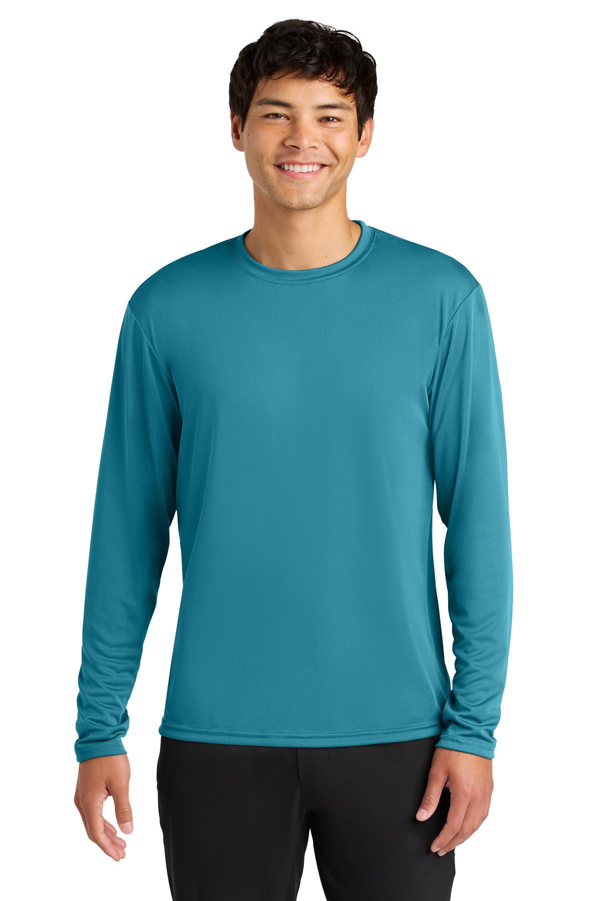 Custom logo A4 Cooling Performance Long Sleeve Tee A4N3165 in Teal