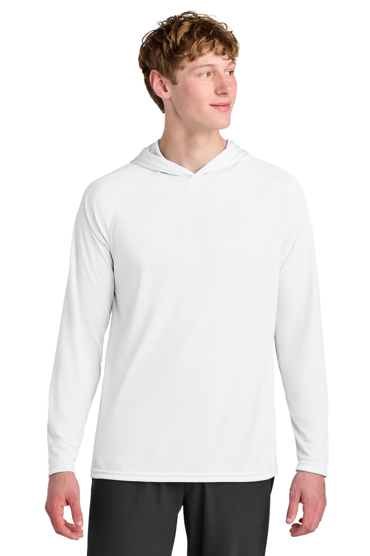 Custom logo A4 Cooling Performance Long Sleeve Hooded Tee A4N3409 in White