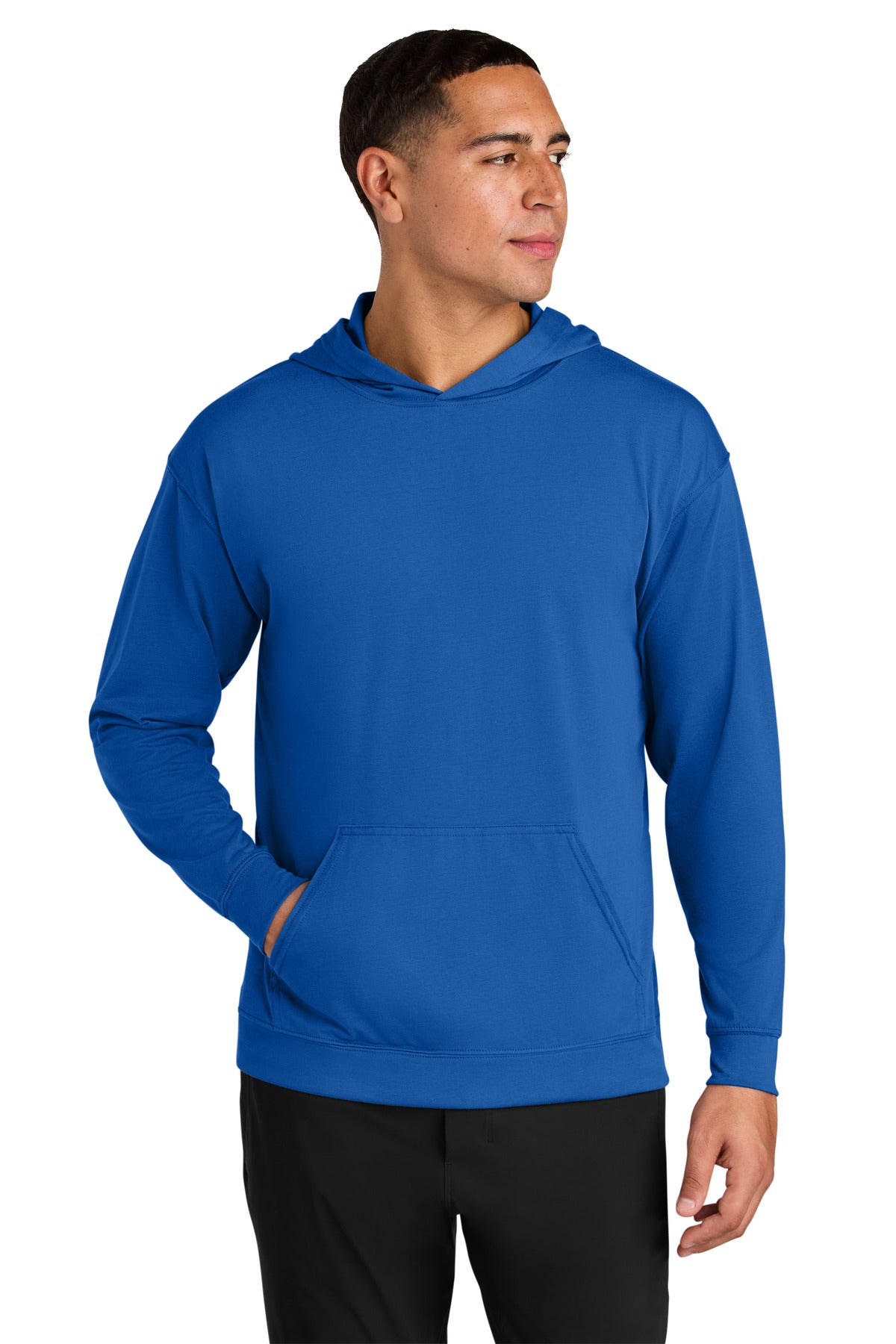 Custom logo A4 Softek Long Sleeve Hooded Tee A4N3528 in Royal