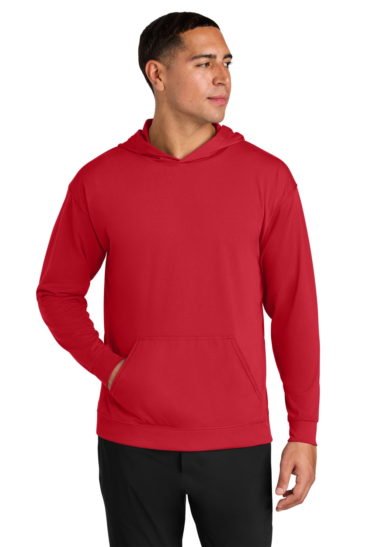 Custom logo A4 Softek Long Sleeve Hooded Tee A4N3528 in Scarlet