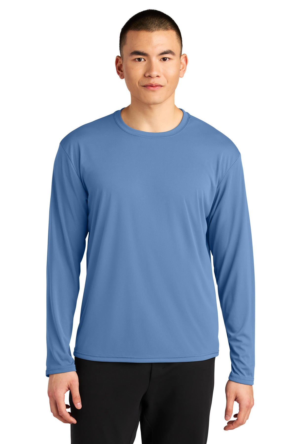 Custom logo A4 AirFlex Long Sleeve Tee A4N3532 in Light Blue