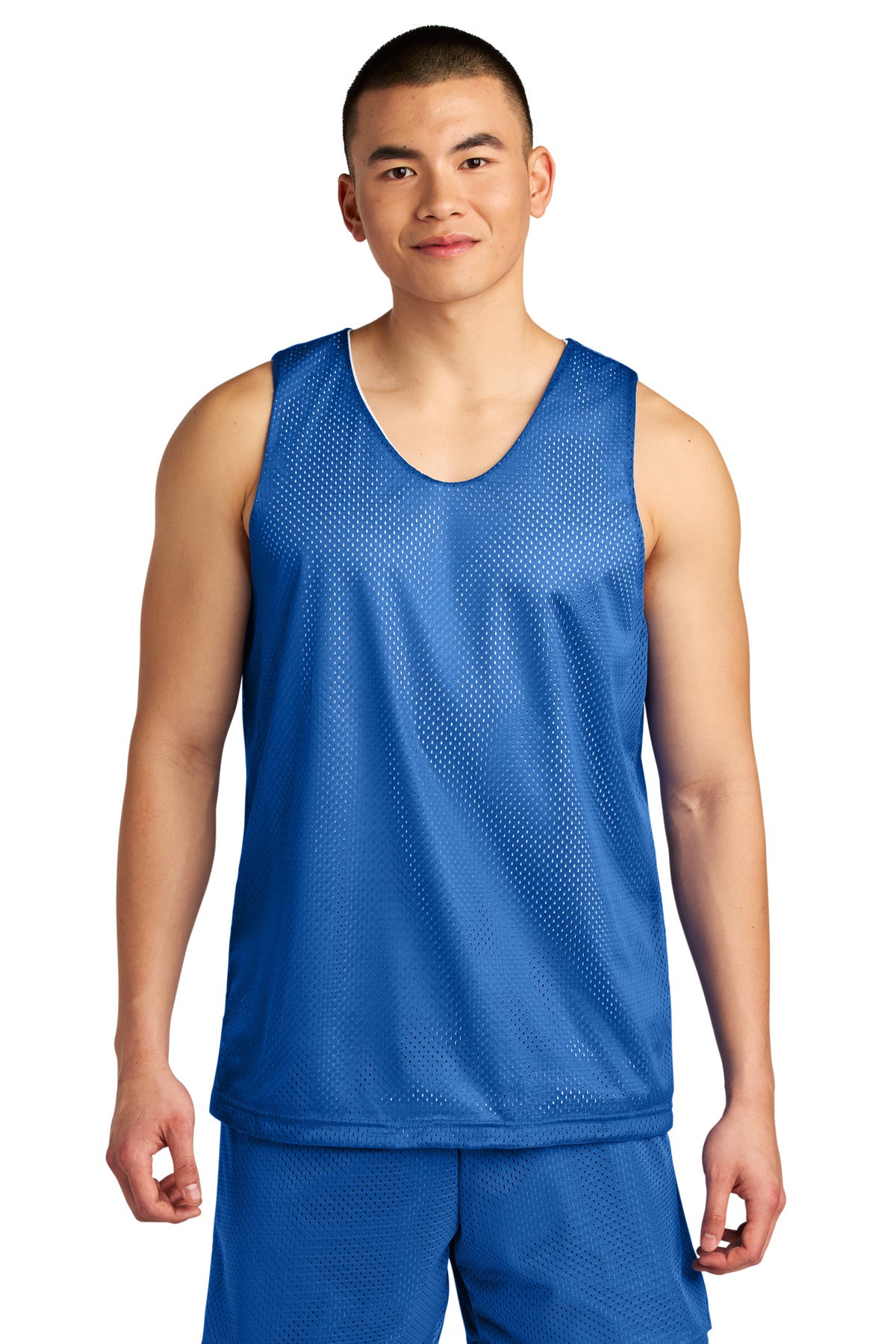 Custom logo A4 Sprint Reversible Mesh Tank A4NF1270 in Royal/ White