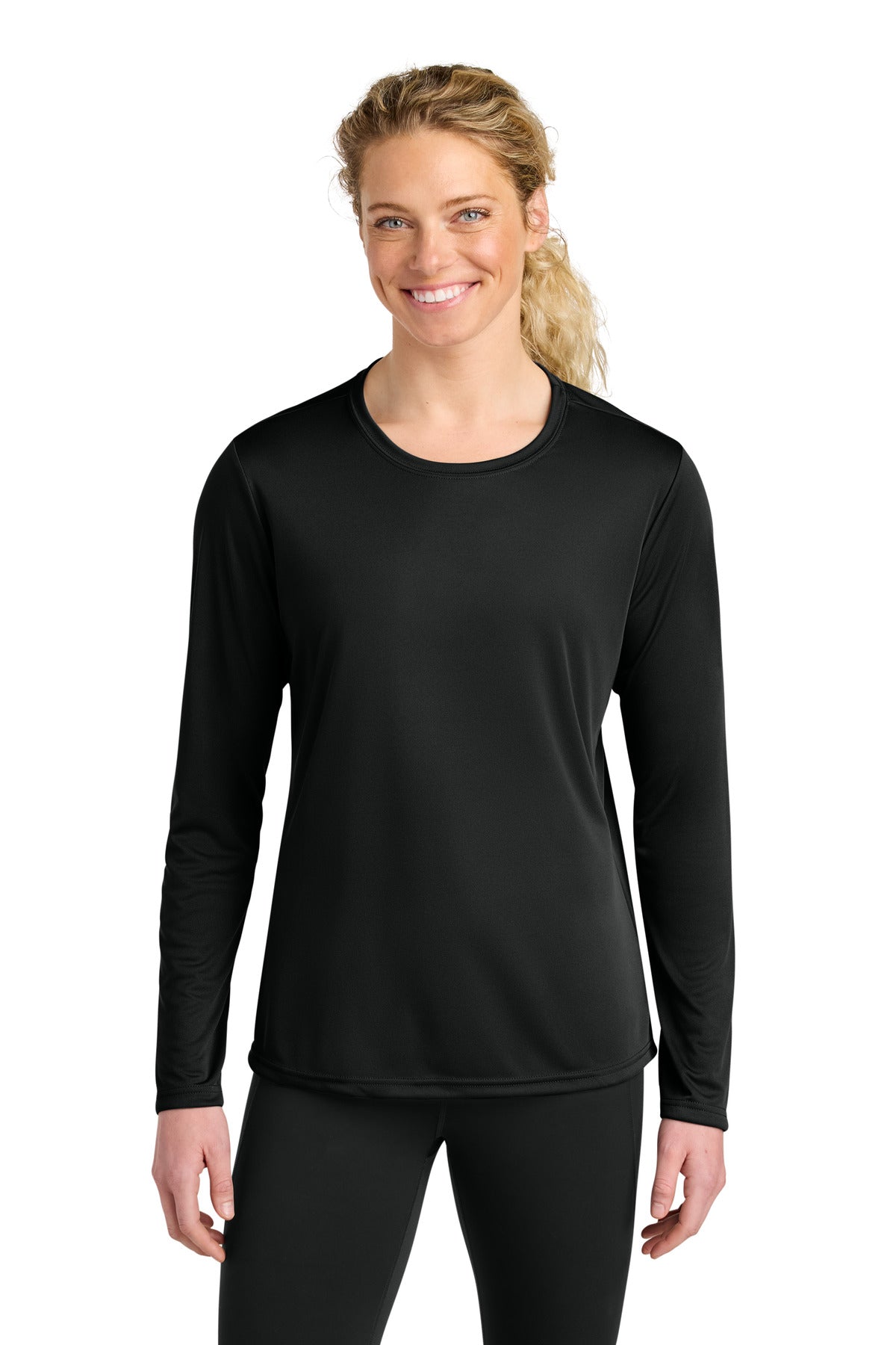 Custom logo A4 Women's Cooling Performance Long Sleeve Tee A4NW3002 in Black