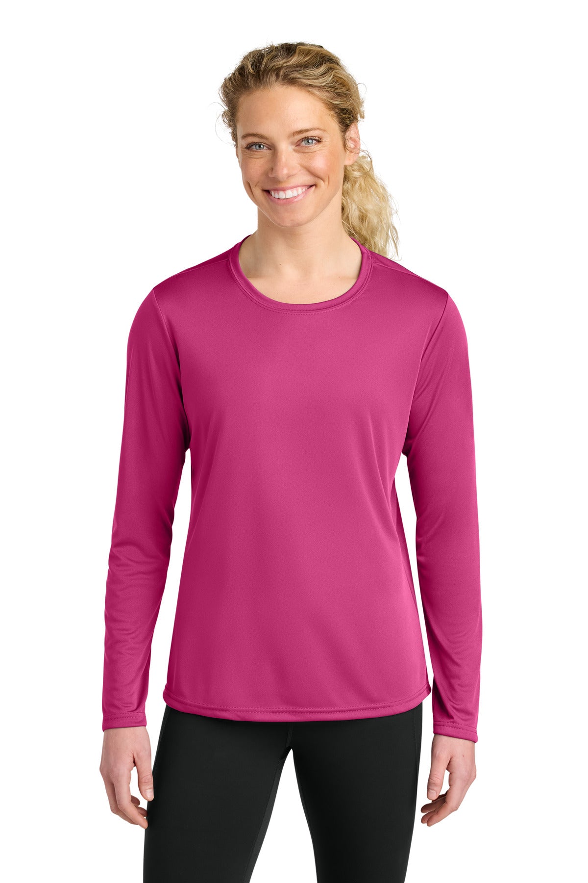 Custom logo A4 Women's Cooling Performance Long Sleeve Tee A4NW3002 in Fuchsia
