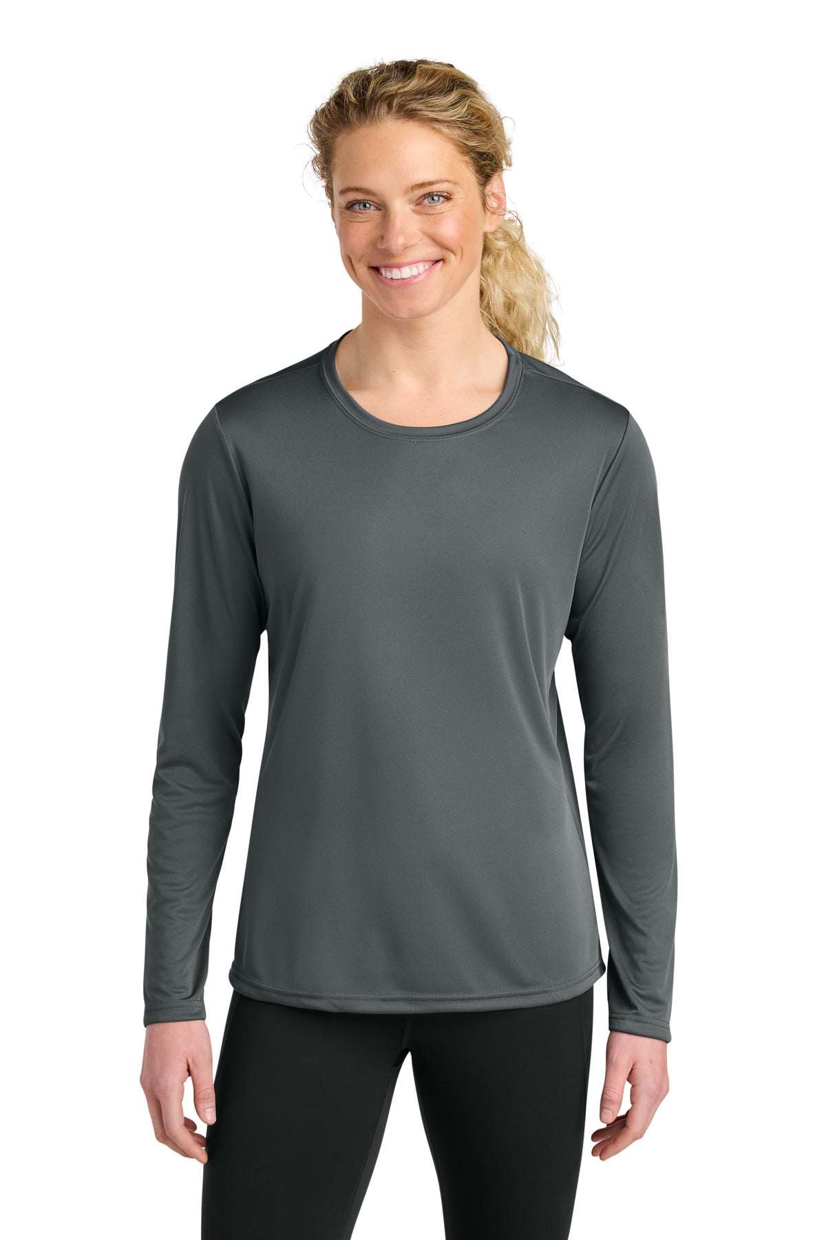 Custom logo A4 Women's Cooling Performance Long Sleeve Tee A4NW3002 in Graphite