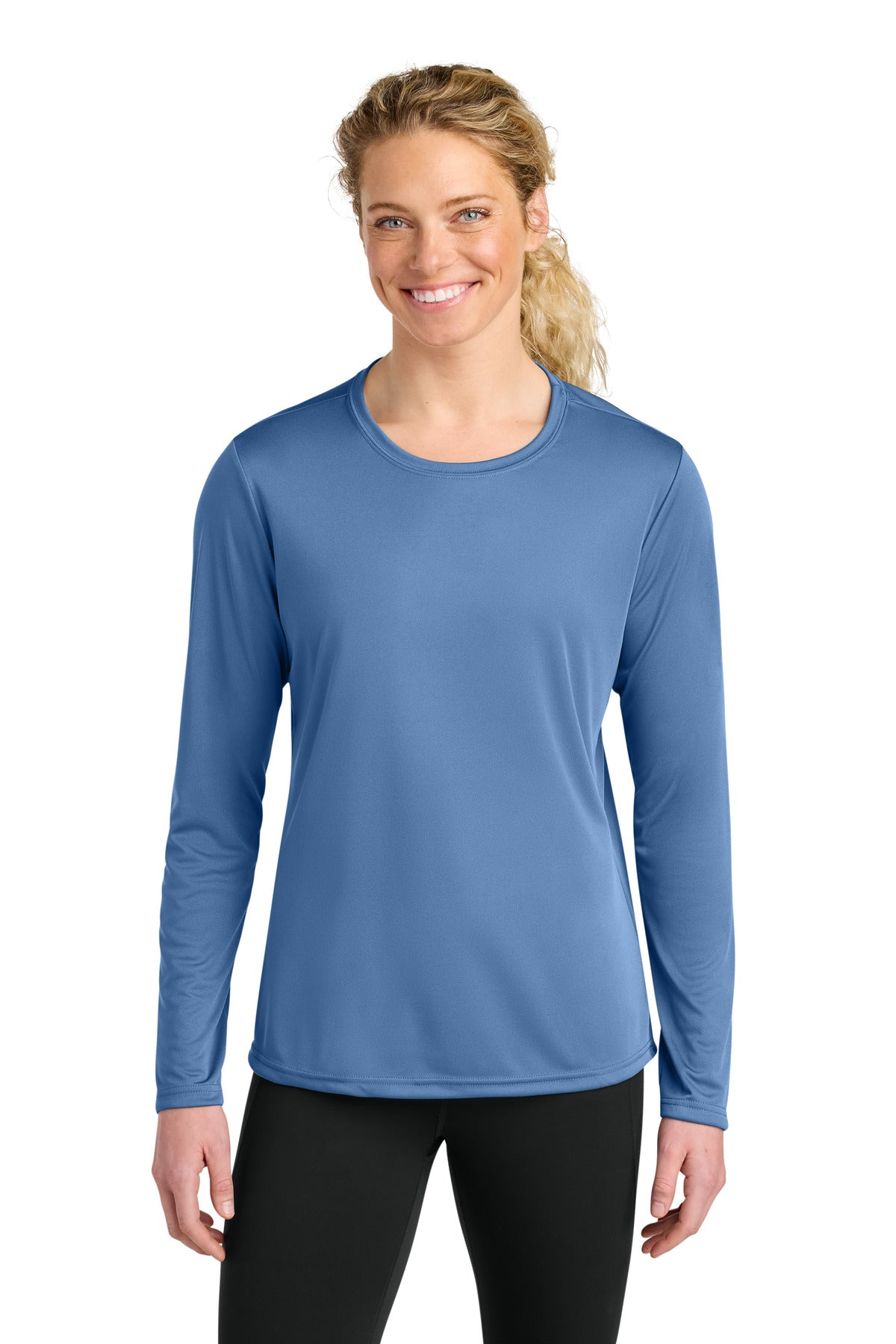 Custom logo A4 Women's Cooling Performance Long Sleeve Tee A4NW3002 in Light Blue