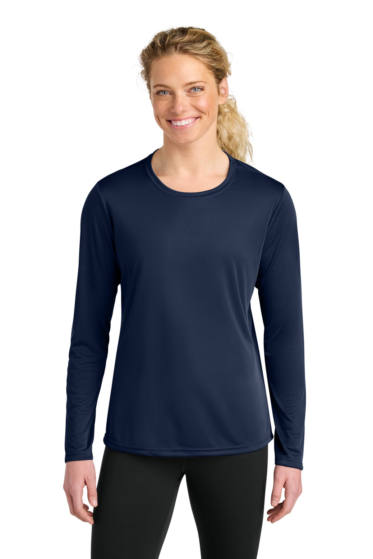 Custom logo A4 Women's Cooling Performance Long Sleeve Tee A4NW3002 in Navy